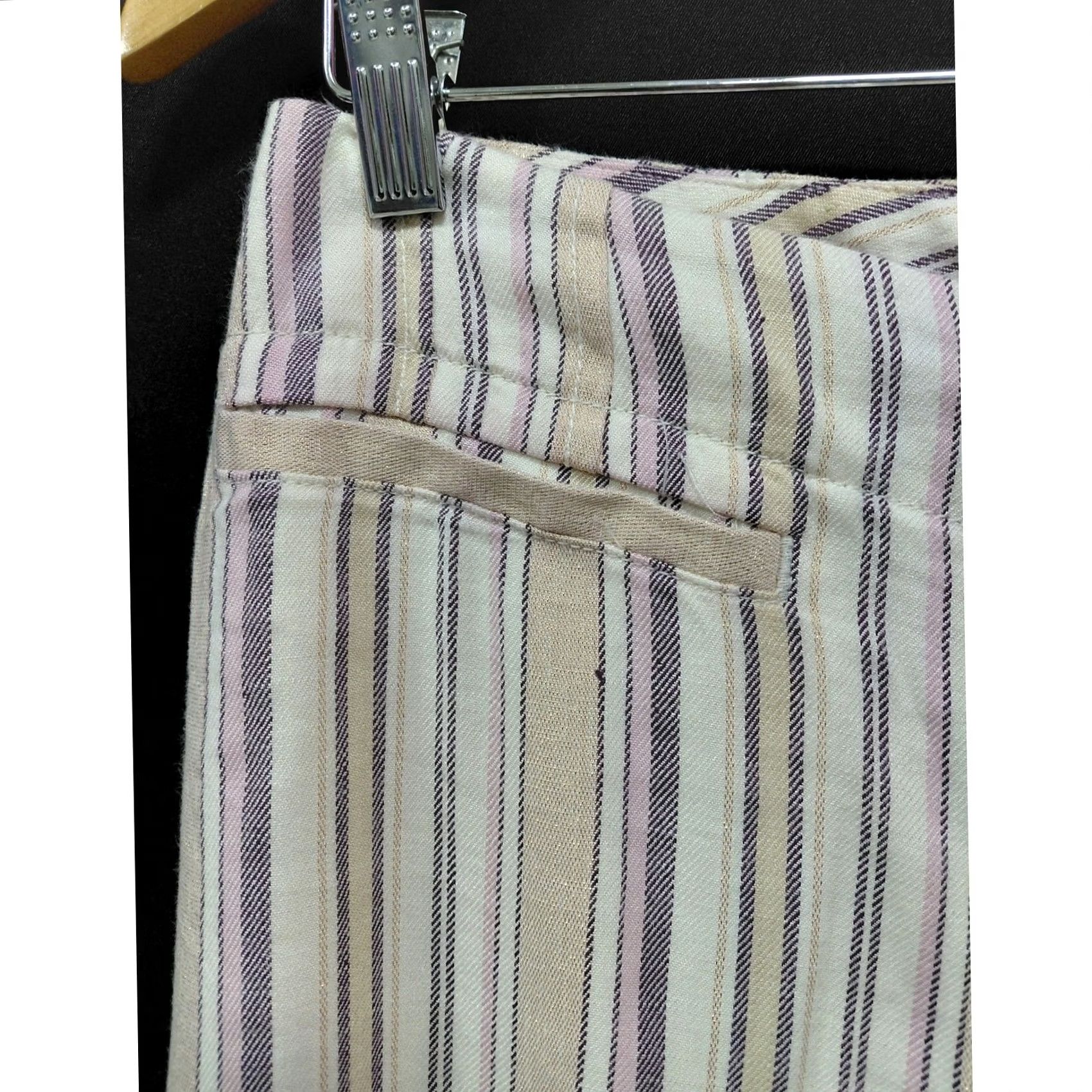 Vintage Maeve by Anthropologie Pants Woven Women Size 4 Striped Linen Blend Size 27" / US 4 / IT 40 - 4 Thumbnail