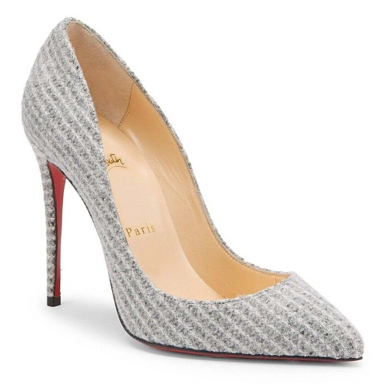 Christian Louboutin Christian Louboutin Pigalle Follies 100 Grey Flanelle Tennis Size US 7.5 / IT 37.5 - 3 Thumbnail