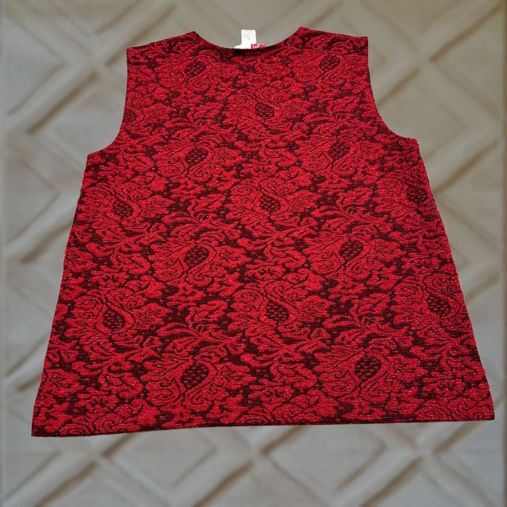 JM Collection JM Collection Jennifer Moore Paisley Shimmer Jacquard Tank Top Womens XL Red Size XL / US 12-14 / IT 48-50 - 1 Thumbnail