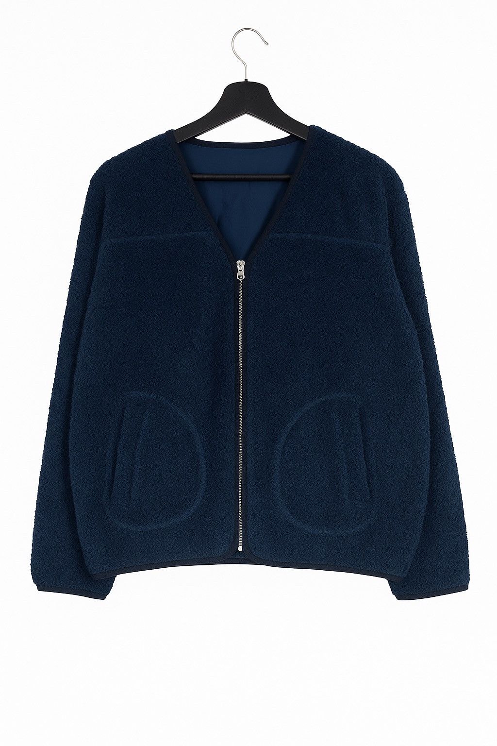 Japanese Brand CAFii Navy Fleece Zip Jacket – Modern Minimalist Japanese Size US XL / EU 56 / 4 - 1 Thumbnail