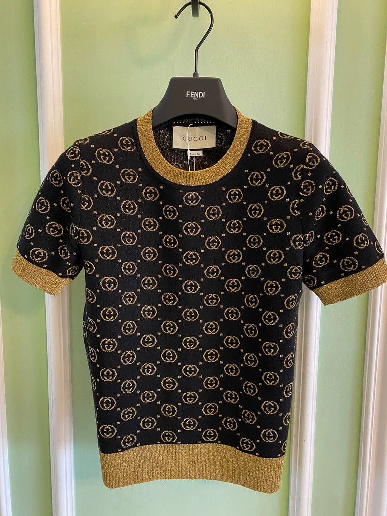 Gucci GucciThread full logo knitted short-sleeved T-shirt 2503-Ne Size XXS / US 00 / IT 34 - 1 Thumbnail