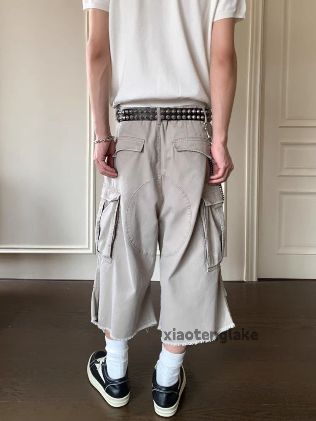 Designer × Japanese Brand × Vintage Unisex washed retro y2k loose baggy pleated cargo shorts Size US 33 - 3 Thumbnail