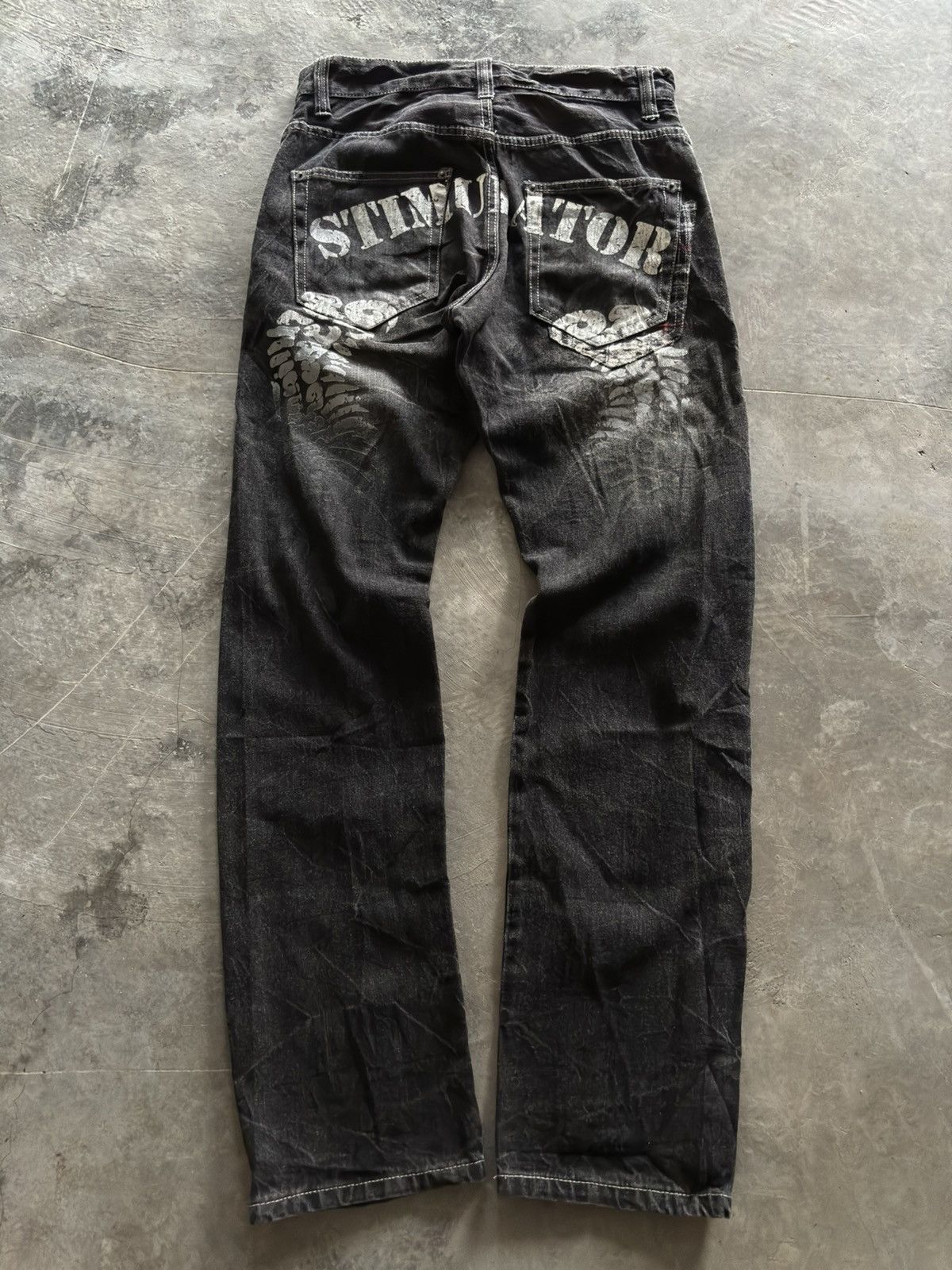 Hysteric Glamour Y2K wing stimulator backhit design punk gothic washed jeans Size US 30 / EU 46 - 1 Thumbnail