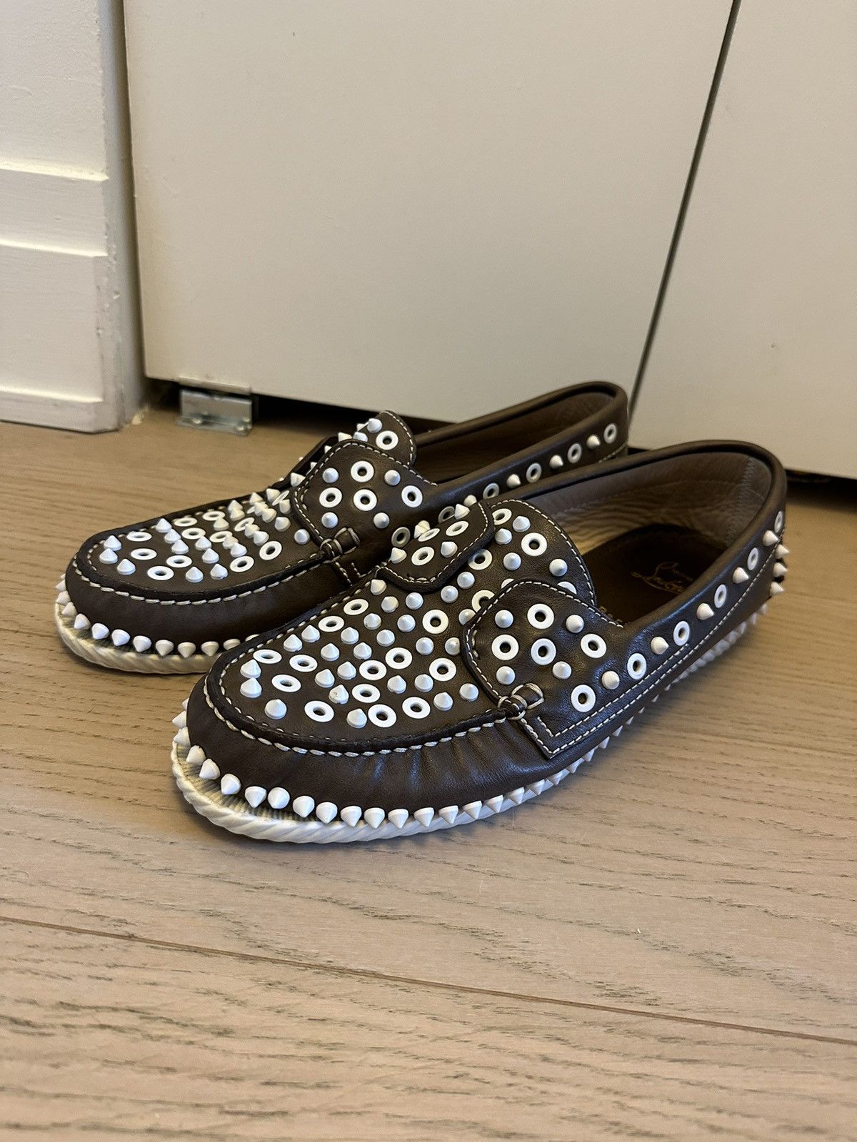 Christian Louboutin Rollerboat Studded Strass Pik Boat Shoes Size 40.5 7.5 Christian Louboutin // Black Roller Boat Studded Slip On  main image 2