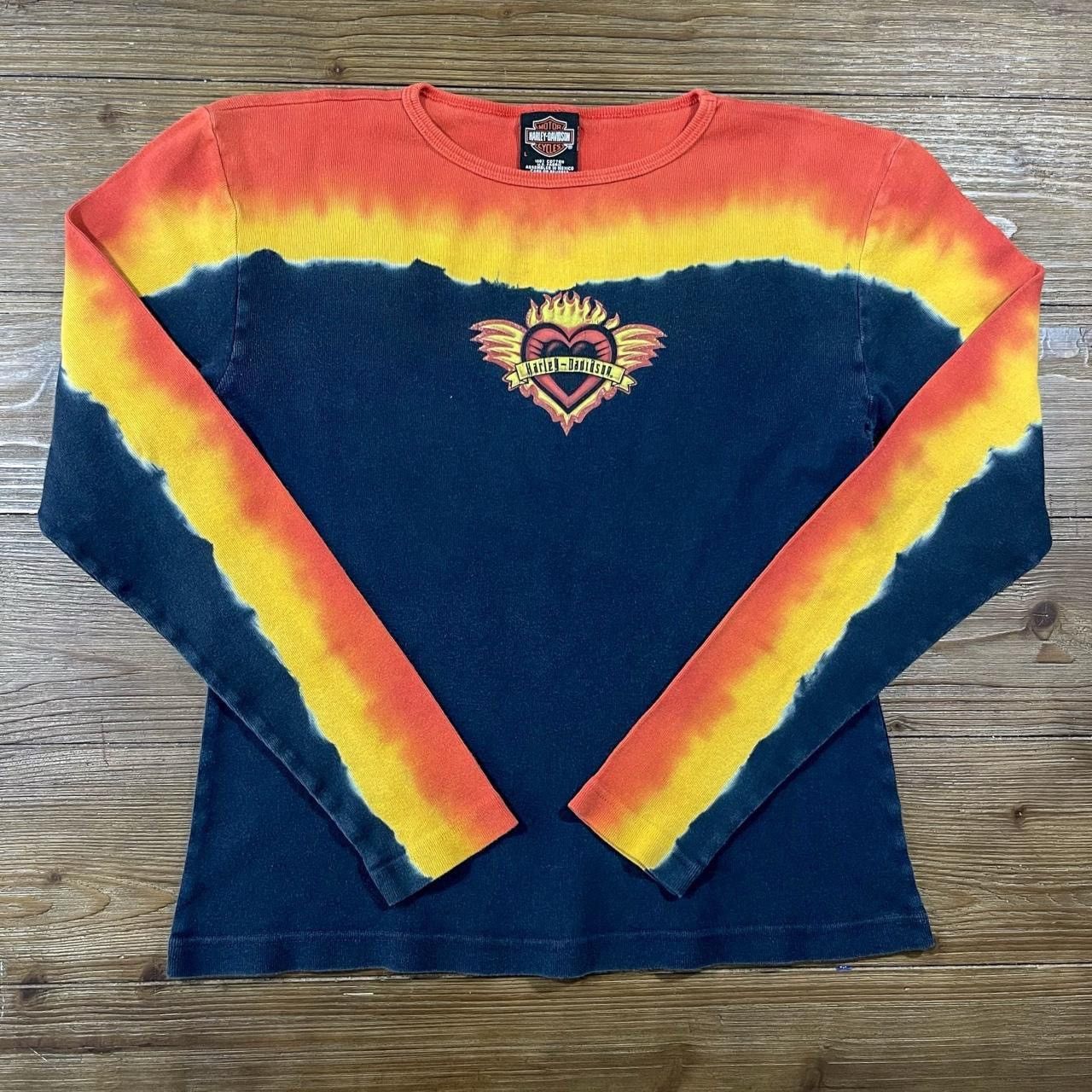 Harley Davidson × Vintage Vintage Y2K Vibrant Harley Davidson Long Sleeve Heart Shirt Size L / US 10 / IT 46 - 1 Thumbnail