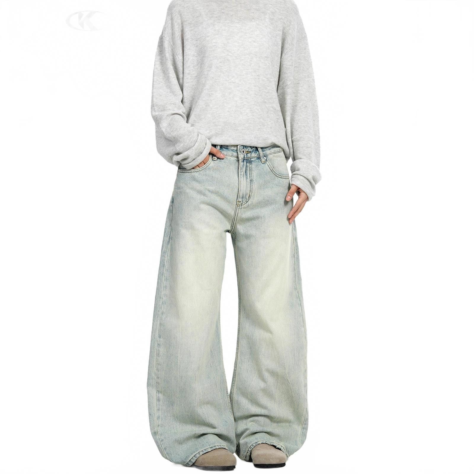 Japanese Brand Light Blue Wide Leg Denim Jeans, Loose Fit Jeans Size US 30 / EU 46 - 1 Thumbnail
