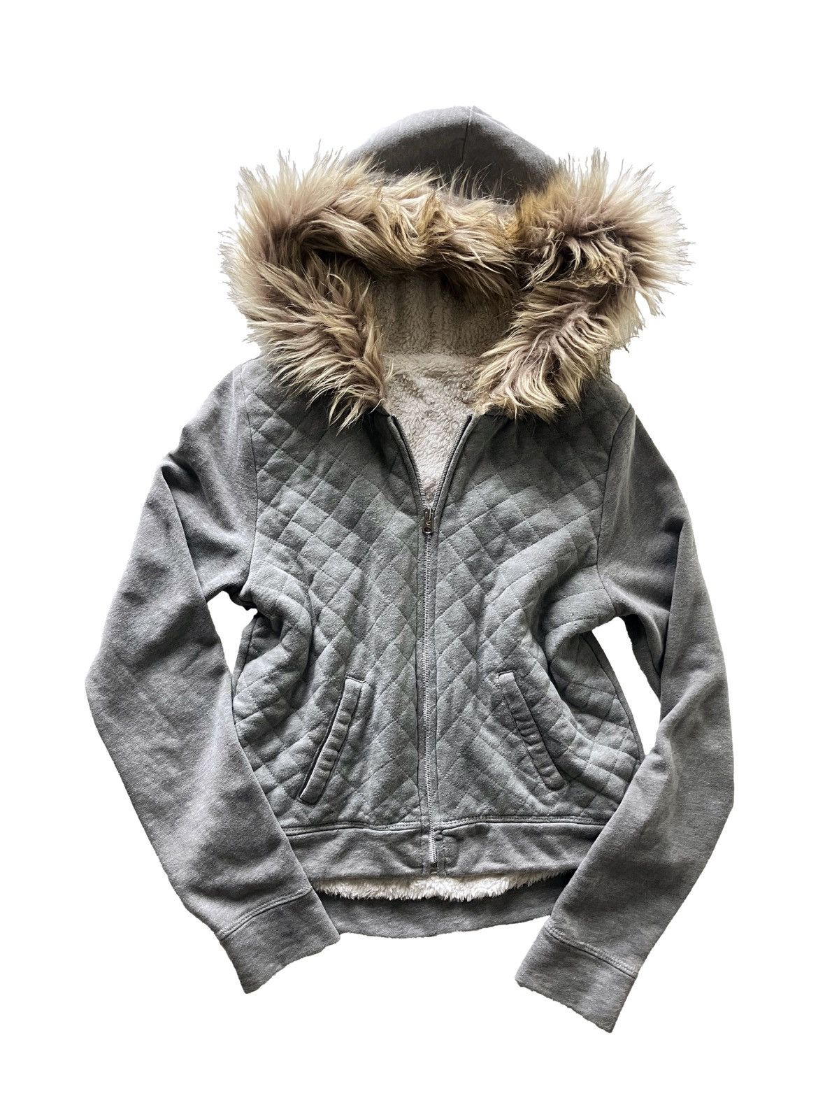 Other Faux fur hood zip up quilted hoodie grey no faith style Size M / US 6-8 / IT 42-44 - 1 Thumbnail