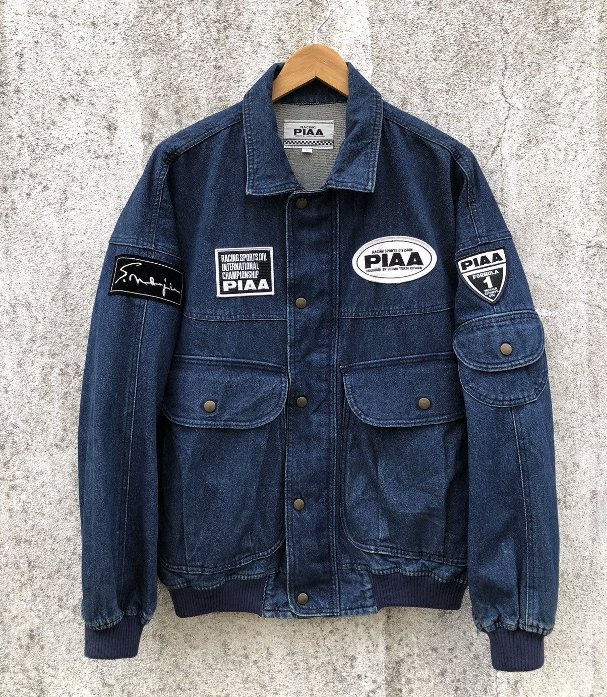 Sports Specialties Vintage PIAA RACING F-1 Denim Logo Jacket with Patch Size US XL / EU 56 / 4 - 6 Thumbnail