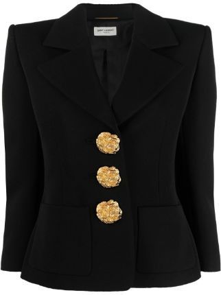 Saint Laurent Paris o1bcso1str1124 Single Breasted Jacket in Black Size XS / US 0-2 / IT 36-38 - 1 Thumbnail