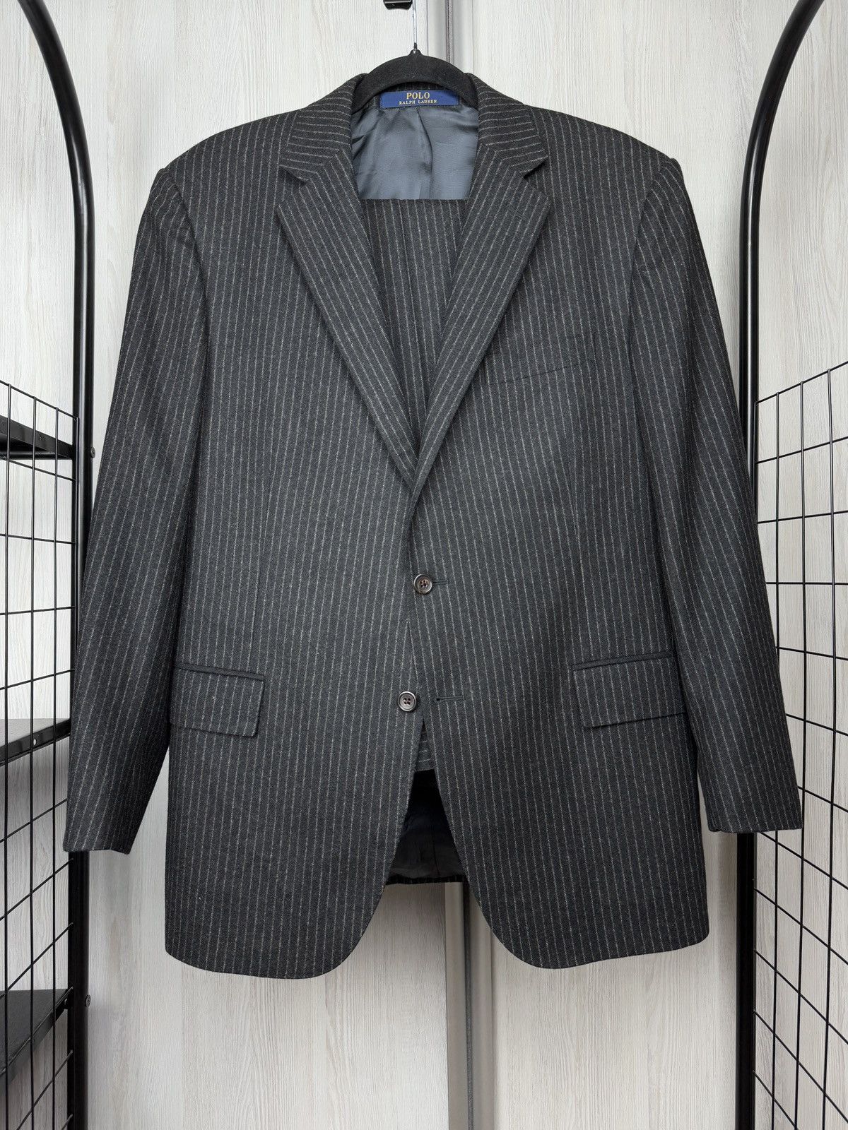 Polo Ralph Lauren POLO Ralph Lauren Gregory Wool Pinstripe Suit Dark Grey 42R Size 42R - 2 Thumbnail