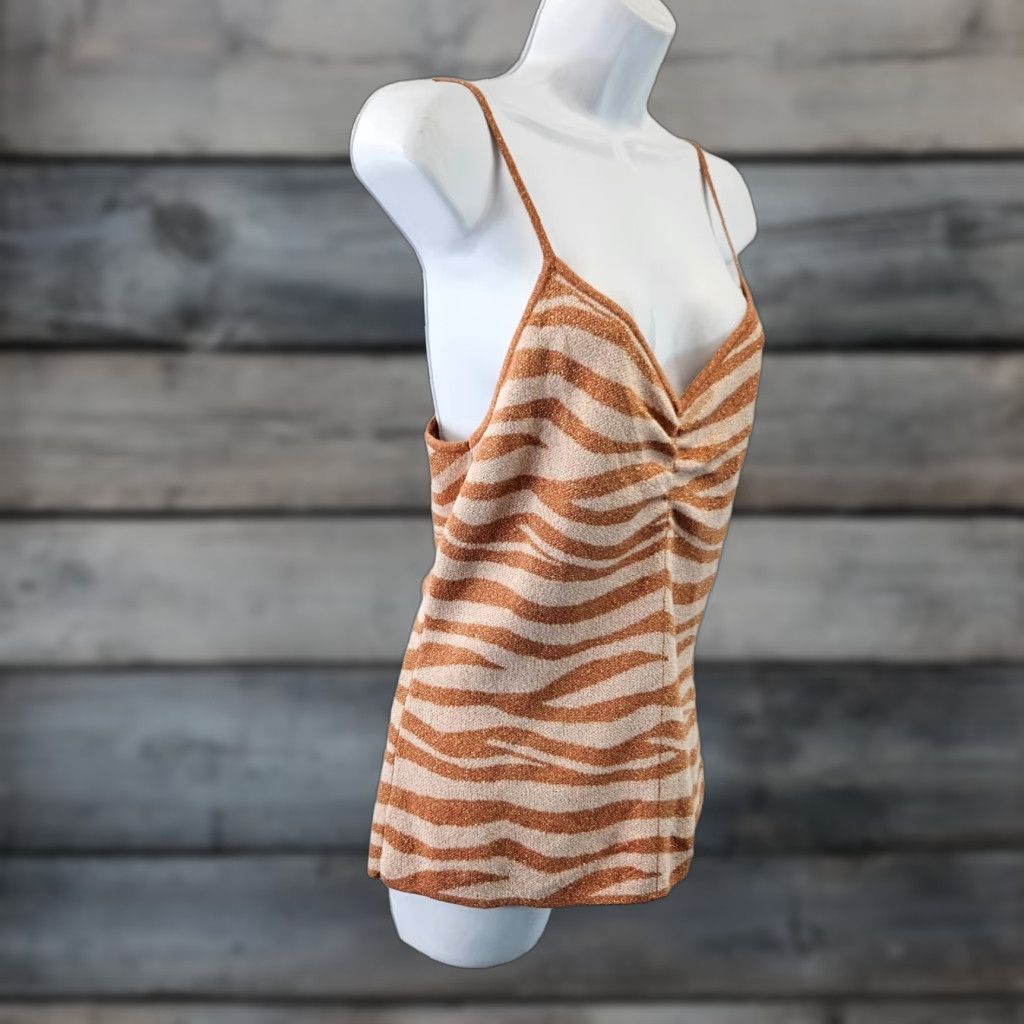 Anthropologie Anthropologie Womens Knit Tank Top Sz Medium Orange Animal Print Viscose Blend Size M / US 6-8 / IT 42-44 - 1 Thumbnail