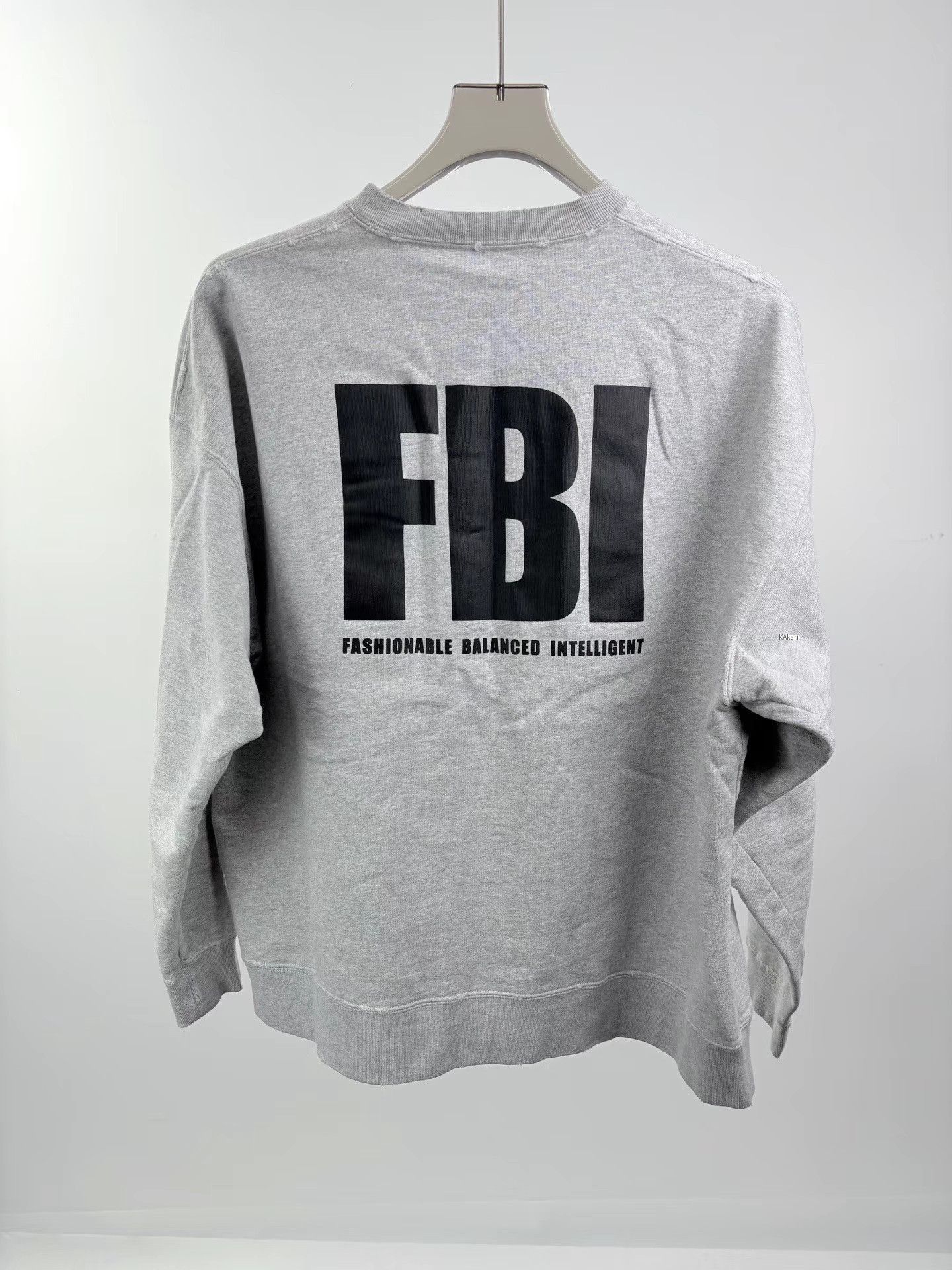 Balenciaga Gray FBI Print Crew Neck Sweatshirt XS Size US XS / EU 42 / 0 - 2 Thumbnail