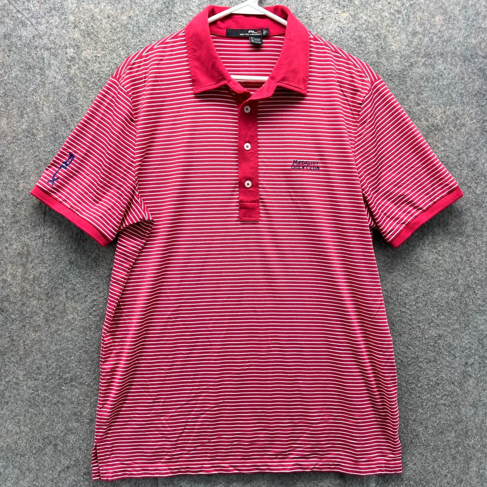 RLX Ralph Lauren VINTAGE RLX Ralph Lauren Polo Shirt Womens Large Red White Striped Preppy Medalist Golf Size L / US 10 / IT 46 - 2 Thumbnail