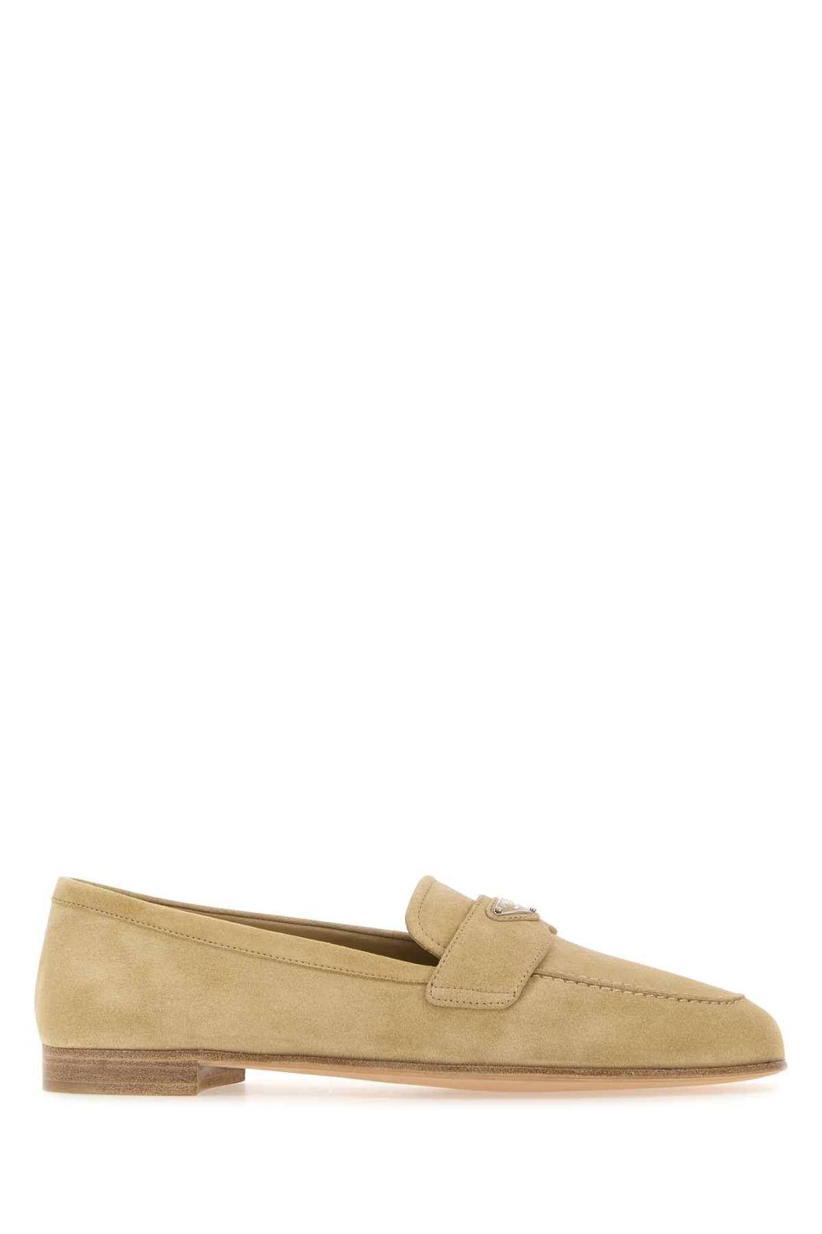 image of Prada Beige Suede Loafers in Beige O Tan, Women's (Size 6)