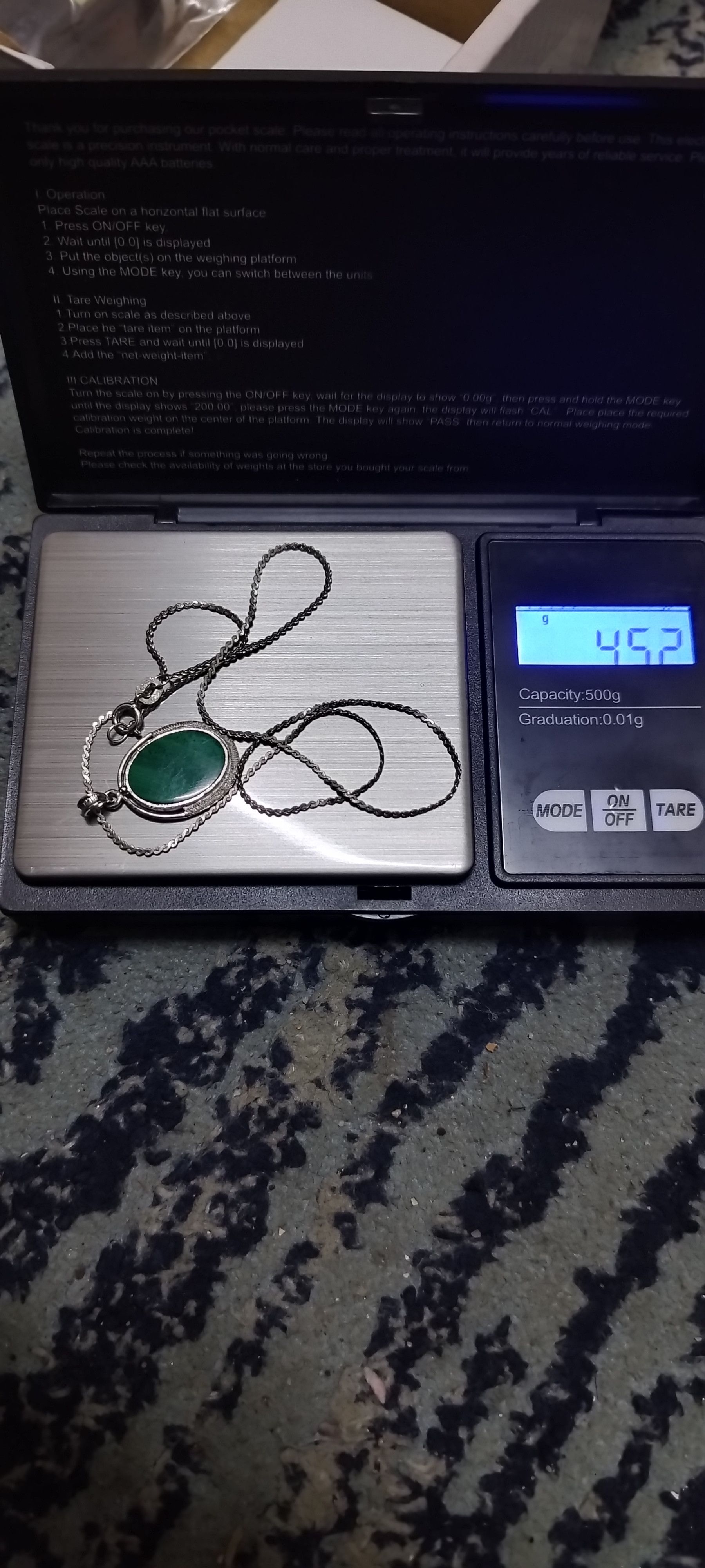 Sterling Silver Vintage Sterling Silver 925 Green Stone Necklace Size ONE SIZE - 4 Thumbnail