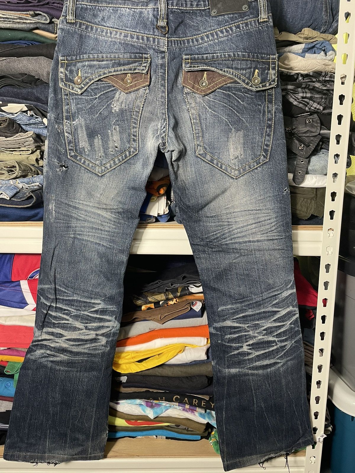 Japanese Brand Distressed Semantic Design Flair Cut Jeans Size US 32 / EU 48 - 13 Thumbnail