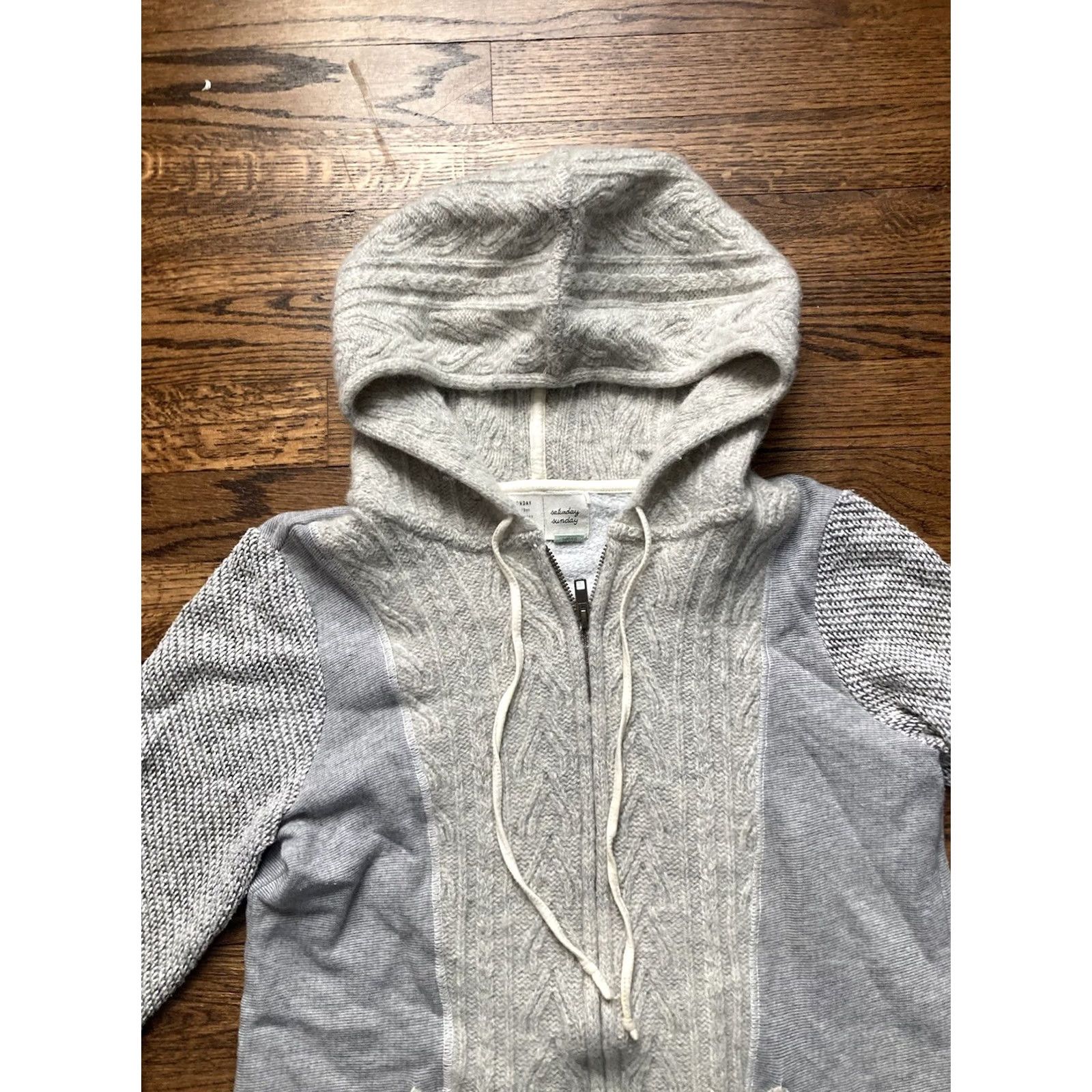Anthropologie Anthropologie Saturday Sunday Hoodie Womens Small Gray Wool Blend Knit Full Zip Size S / US 4 / IT 40 - 4 Thumbnail