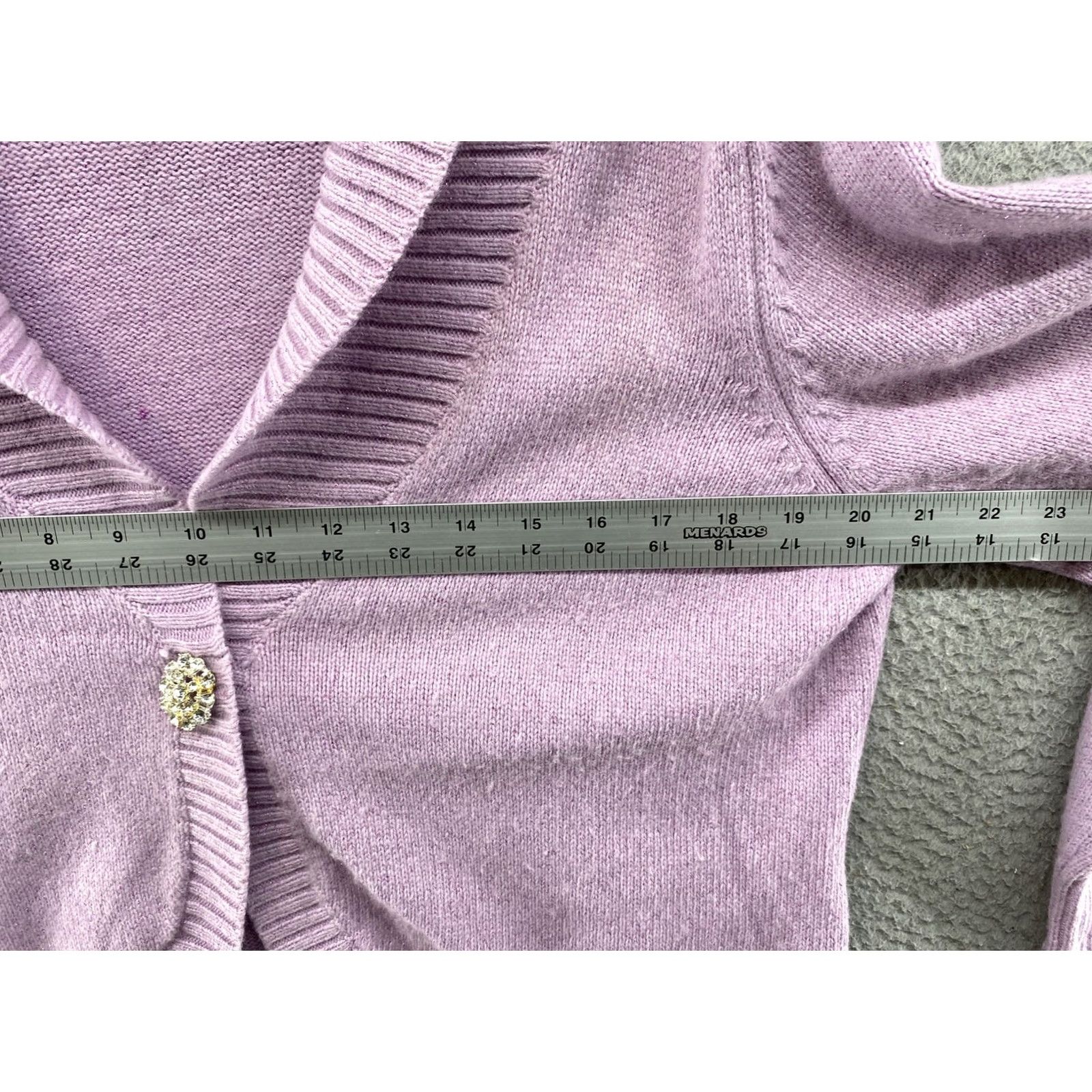 Worthington Worthington Purple Sparkle Cardigan Sweater in Women’s XL, Collared, Long Sleeve, Purple, Metal Theme, Silver Accent, Polyester, Cardigan, Women, XL Size XL / US 12-14 / IT 48-50 - 4 Thumbnail