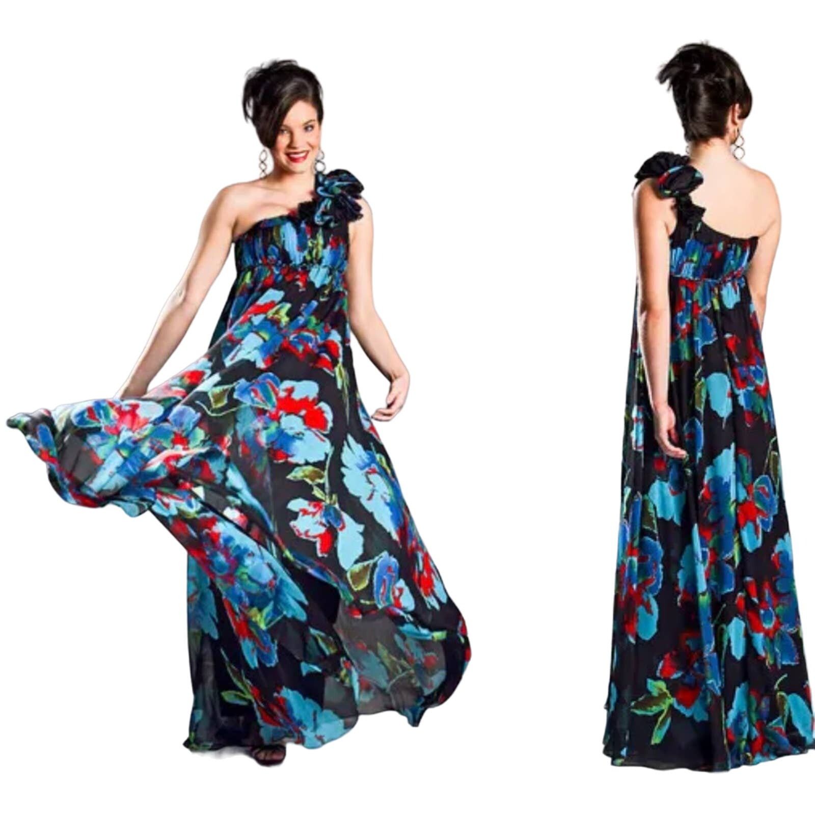 blue maxi long sleeve dress Afina Dark Blue Satin Maxi Dress With Long Sleeves