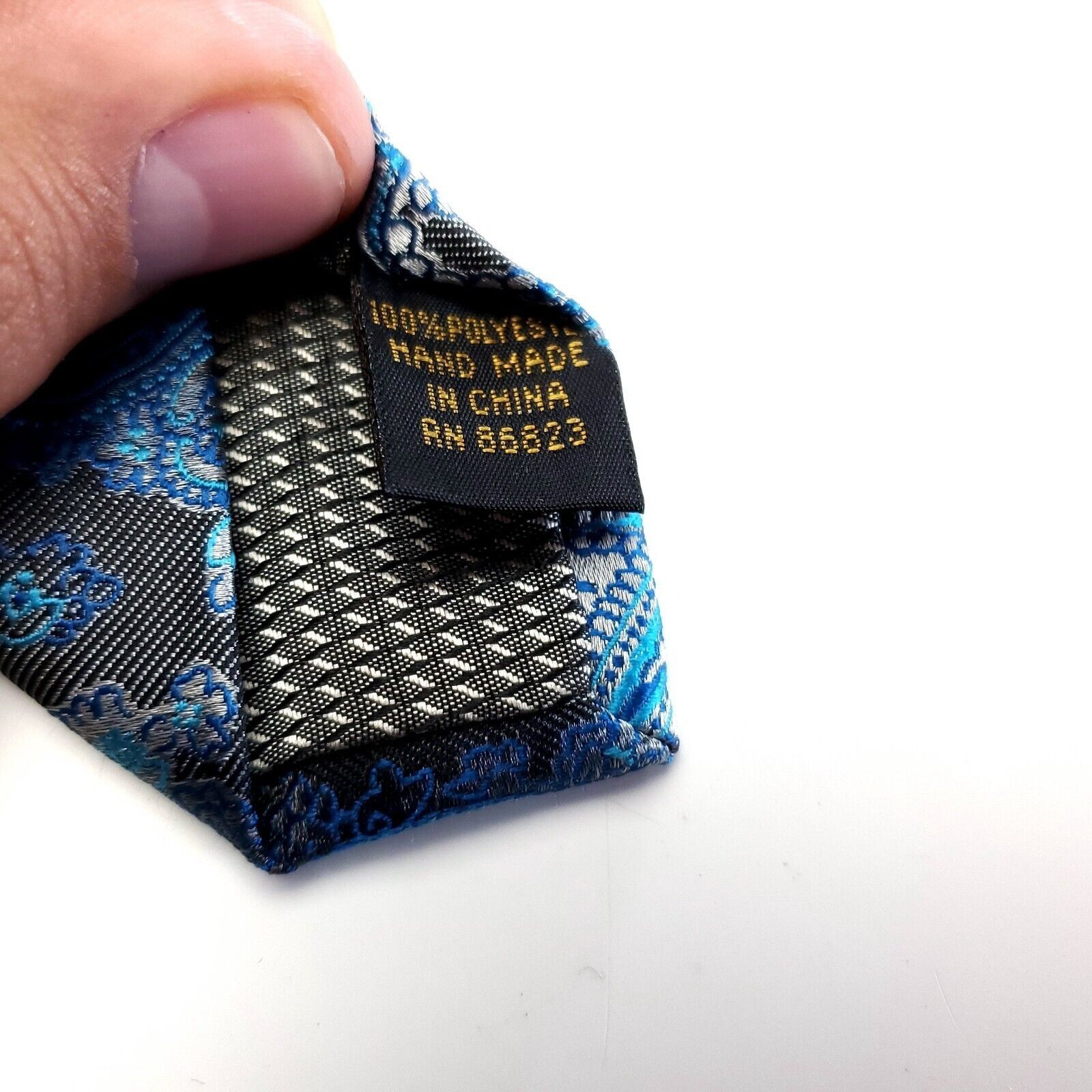 Alexander Julian Alexander Julian Colours Polyester Gray Teal Paisley Tie Size ONE SIZE - 4 Thumbnail