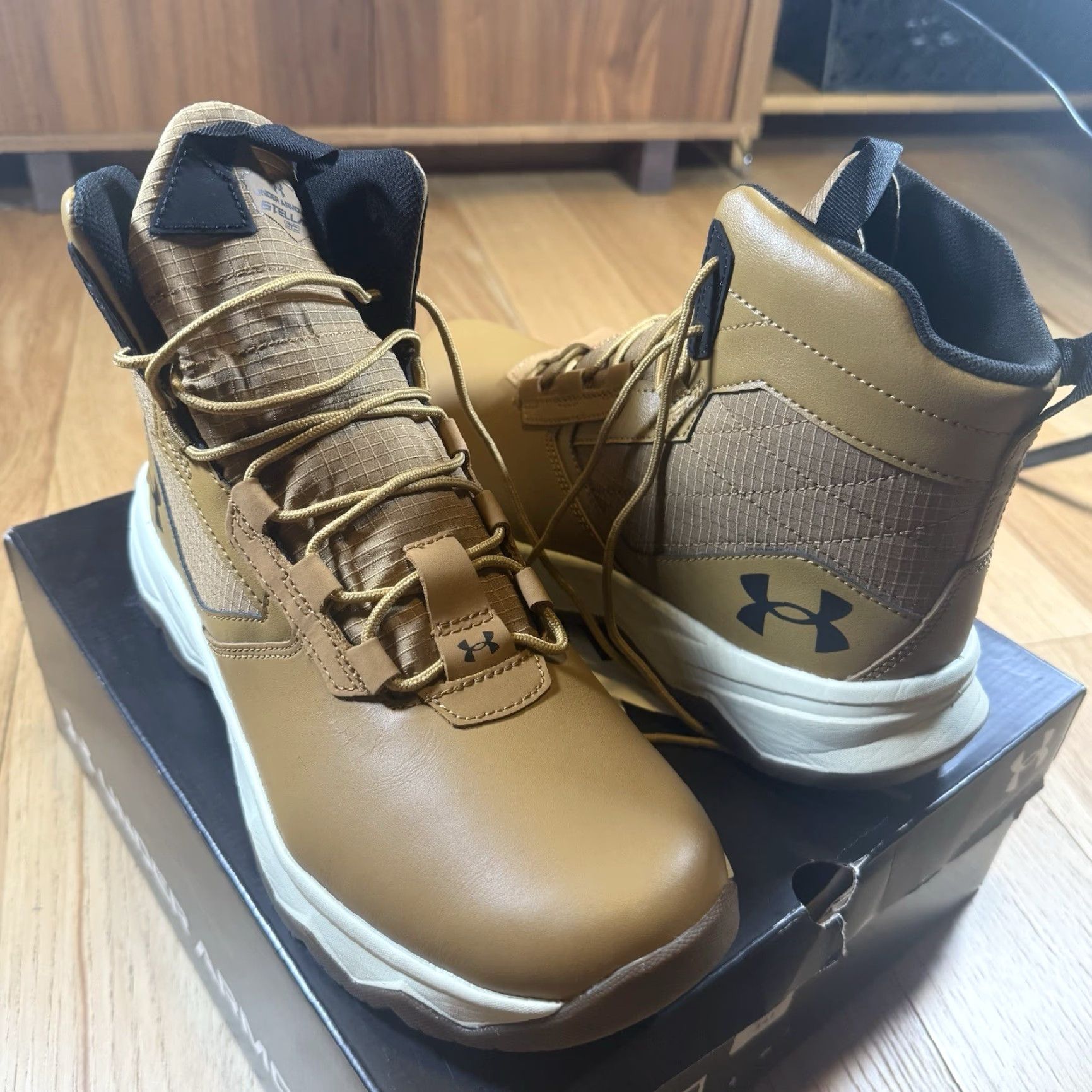 Under Armour Under Armour Mens UA Stellar G2 6" Tactical Boots Hiking Boots Size 10 Brown Combat Shoes 10 Mens Size US 10 / EU 43 - 3 Thumbnail