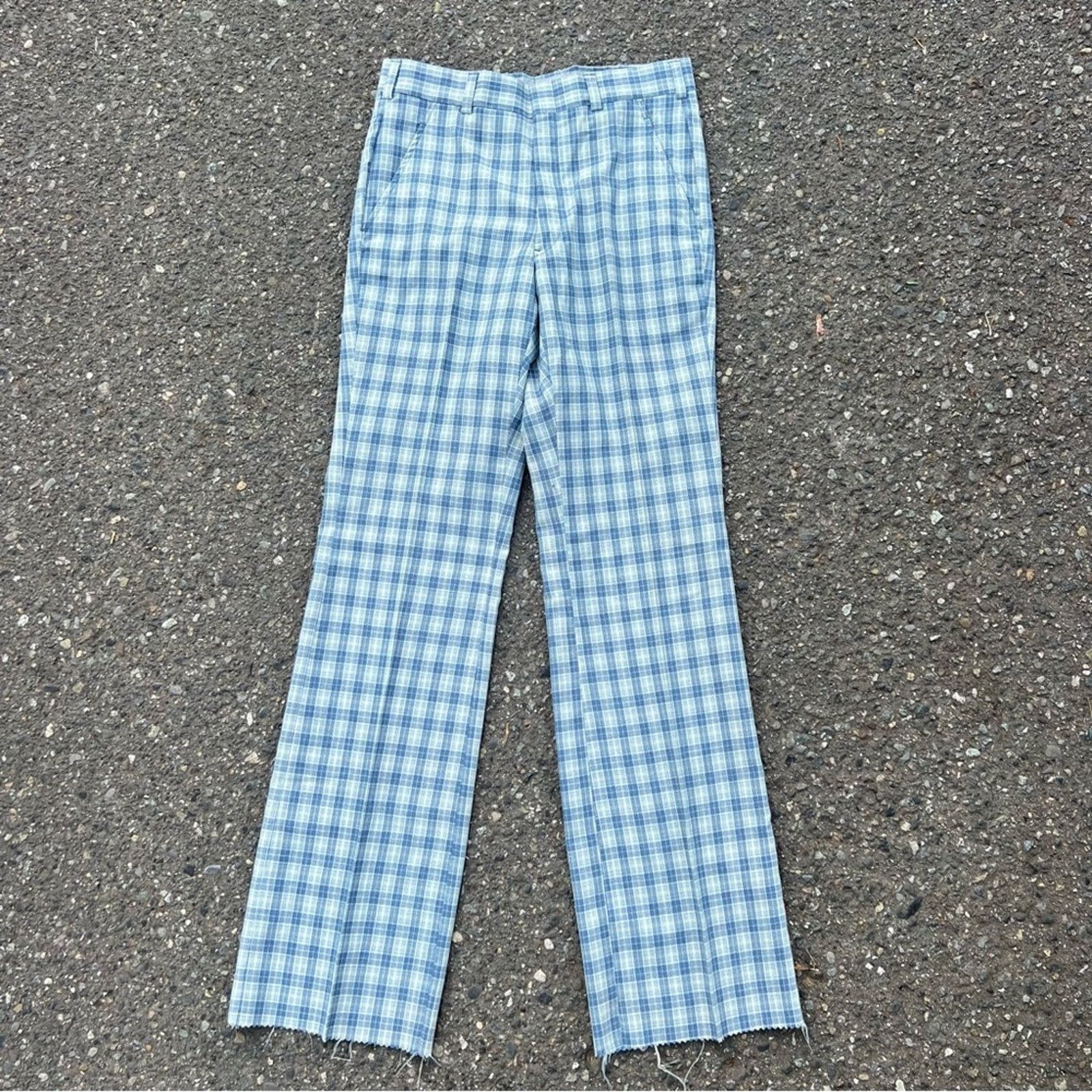 Vintage 60s Jack Nicklaus HART SCHAFFNER MARX blue plaid poly pants Size 30" / US 8 / IT 44 - 3 Thumbnail