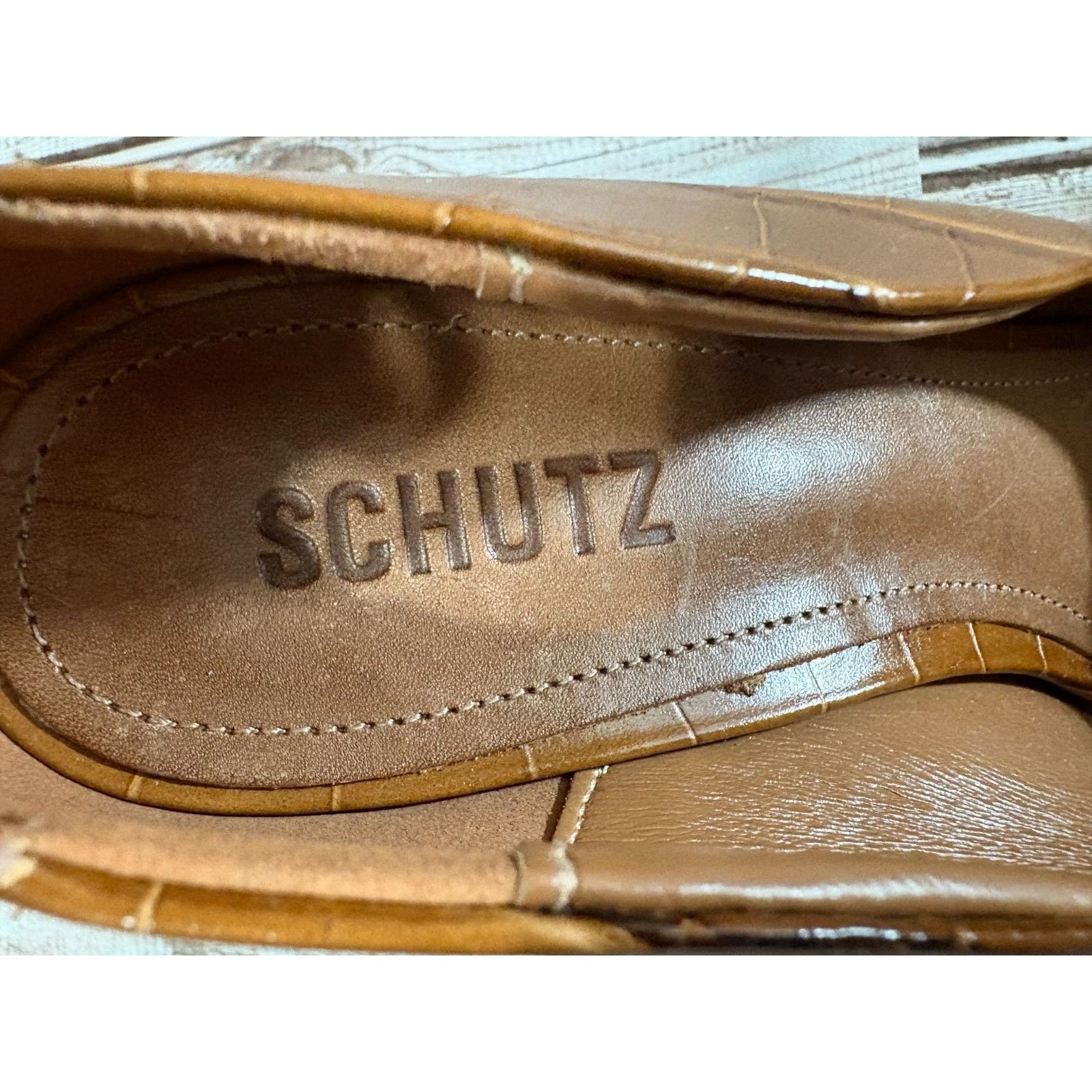 SCHUTZ Schutz Darlene Croco/wood Platform Mary Jane Heels Leather S Size US 8.5 / IT 38.5 - 8 Thumbnail