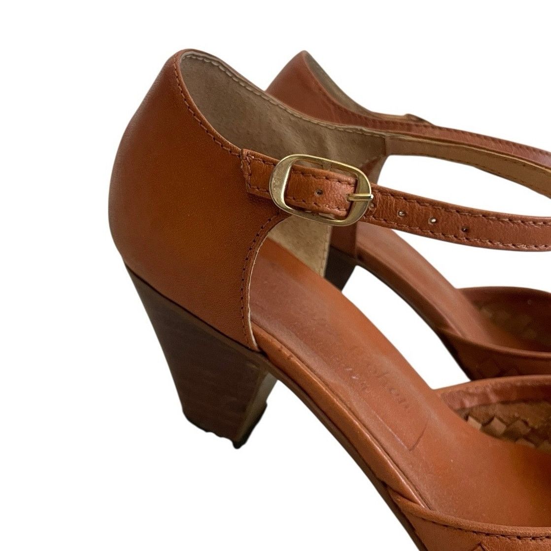 Vintage Vtg 70s Jacques Cohen Terracotta Woven Leather Heels Size US 6 / IT 36 - 5 Thumbnail