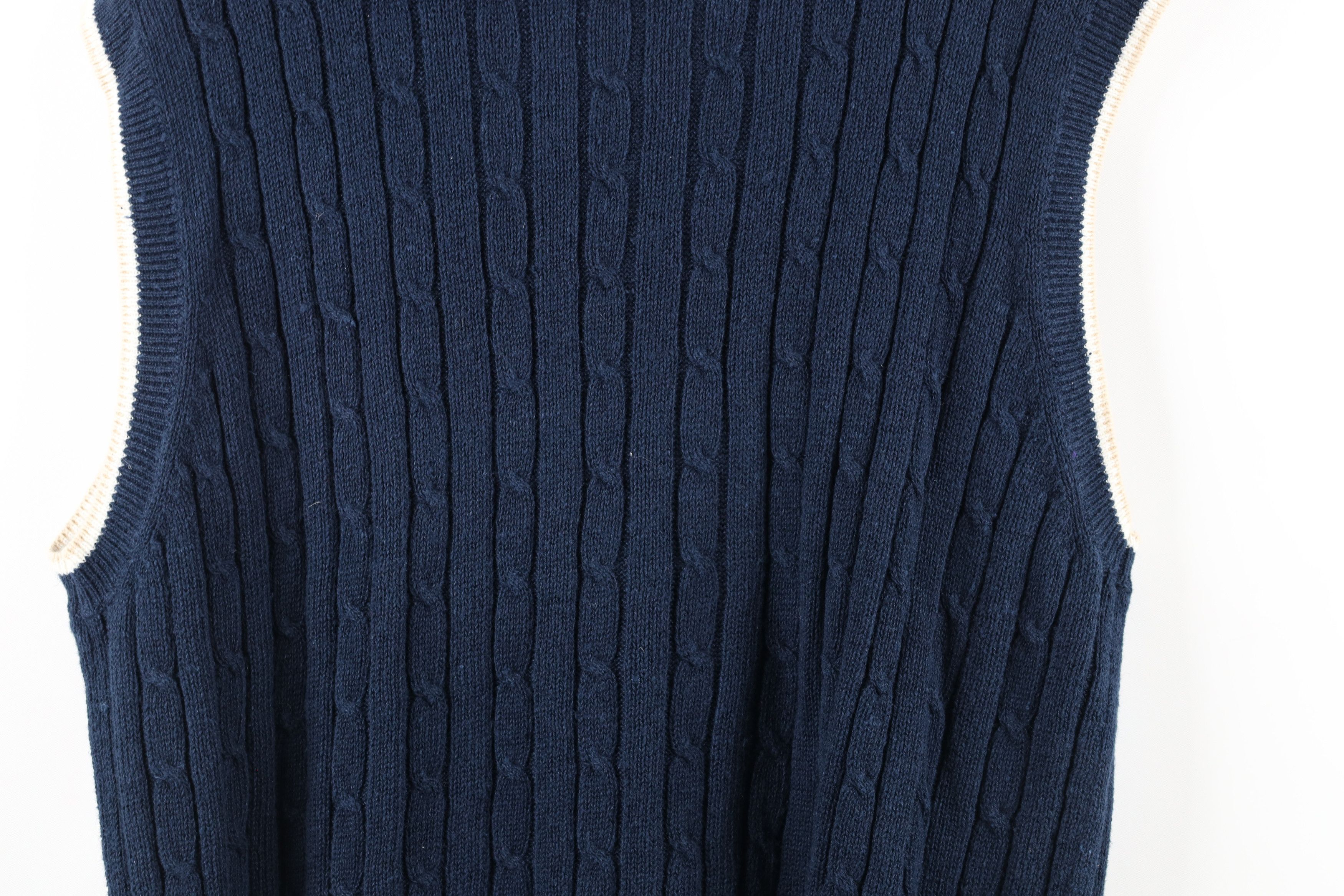 Vintage Vintage 90s Streetwear Blank Ribbed Cable Knit Sweater Vest Size US L / EU 52-54 / 3 - 9 Thumbnail