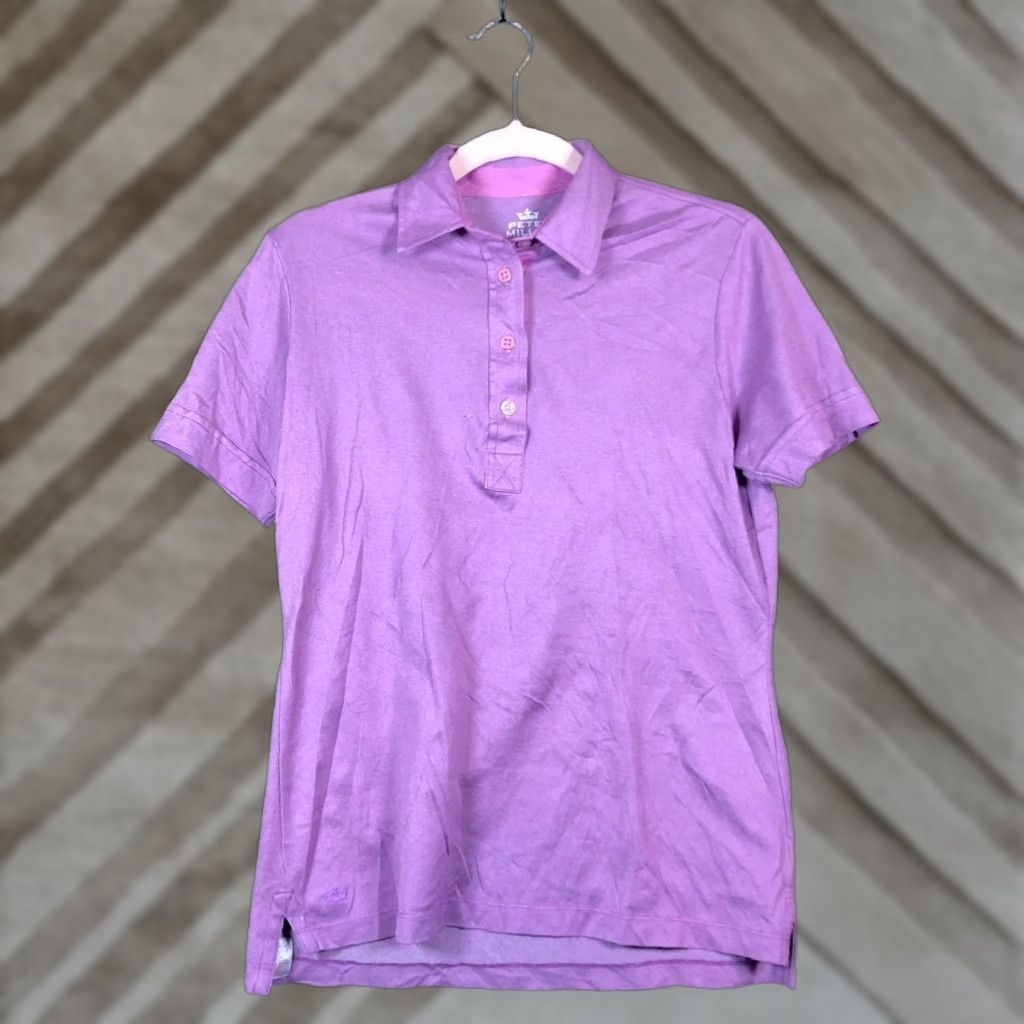 Peter Millar Peter Millar Womens Shirt Purple Polo Short Sleeve Medium Casual Workwear Cotton Polyester Button Collared Size M / US 6-8 / IT 42-44 - 1 Thumbnail