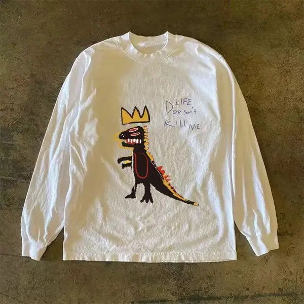 Japanese Brand Yui Dinosaur pattern casual retro cotton long sleeve t-shirt Size US L / EU 52-54 / 3 - 1 Thumbnail