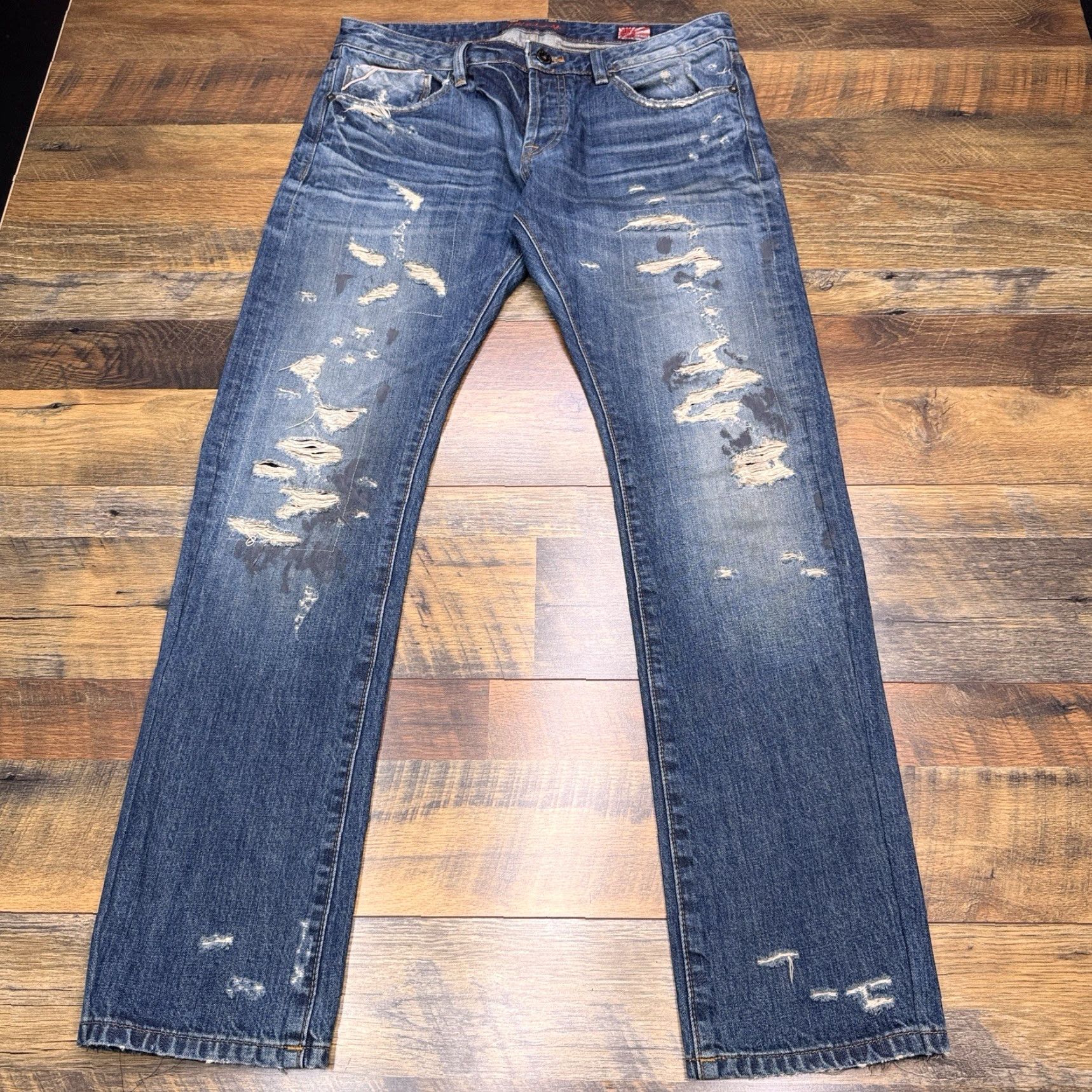 Cult Of Individuality Cult Of Individuality Rebel Straight Jeans Mens 34x34 Denim Distressed Blue 5-Pocket USA Grunge Vintage No Size US 34 / EU 50 - 2 Thumbnail