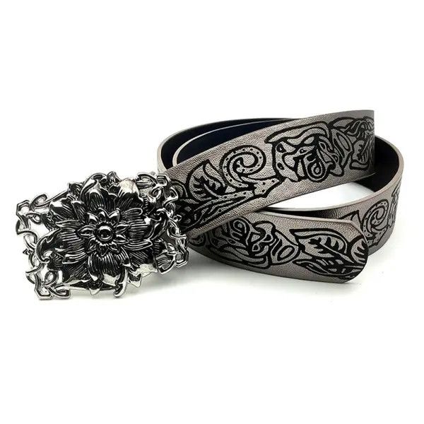 Other Floral Design Leather Belts with Unique Buckles Size ONE SIZE - 1 Thumbnail