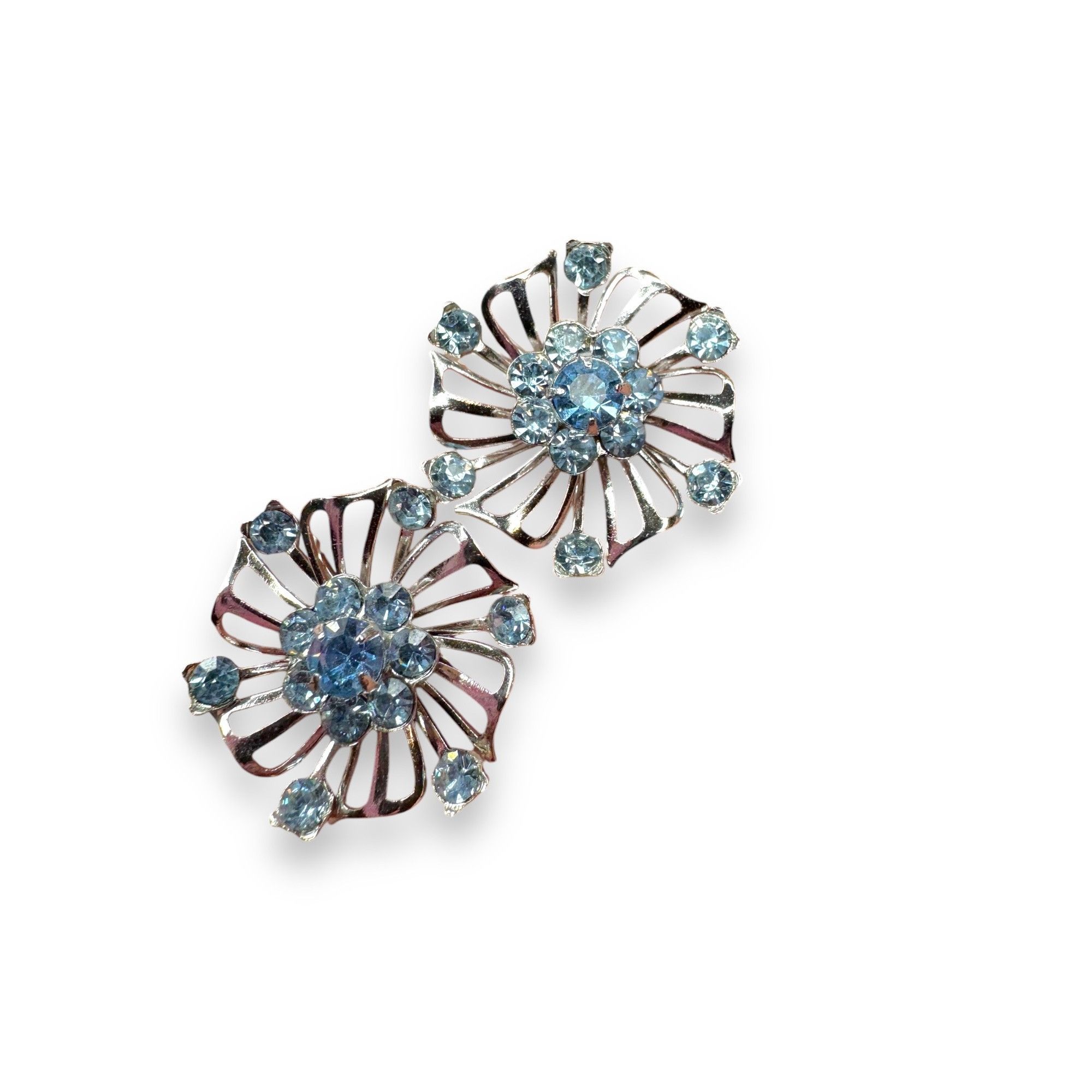 Vintage Vintage Blue Crystal Rhinestone & Faux Pearl Clip-On Earring Size ONE SIZE - 5 Thumbnail