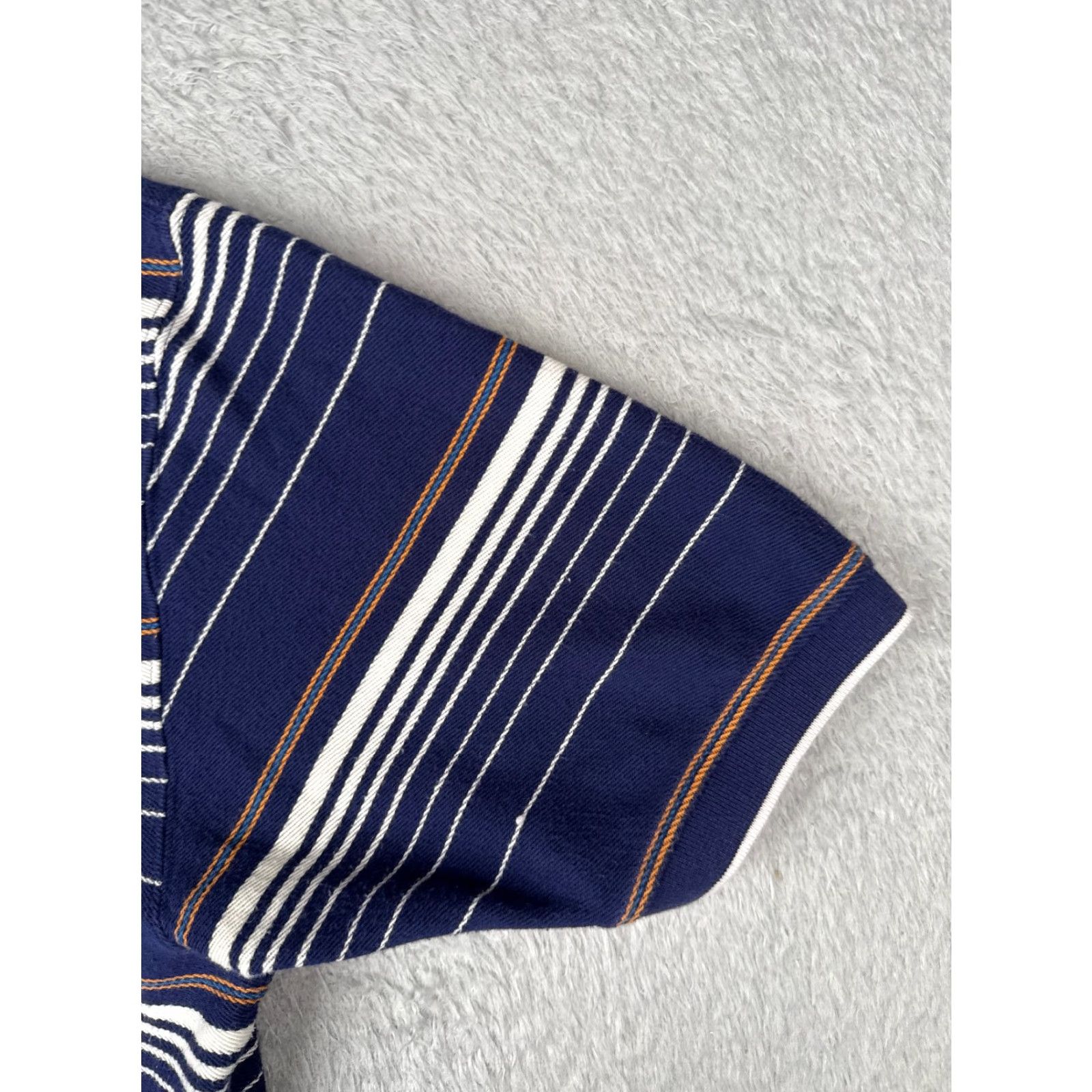 Alexander Julian VINTAGE Alexander Julian Shirt Men XL White Blue Stripe Cotton Polo Short Sleeve Slim Fit Size US XL / EU 56 / 4 - 2 Thumbnail