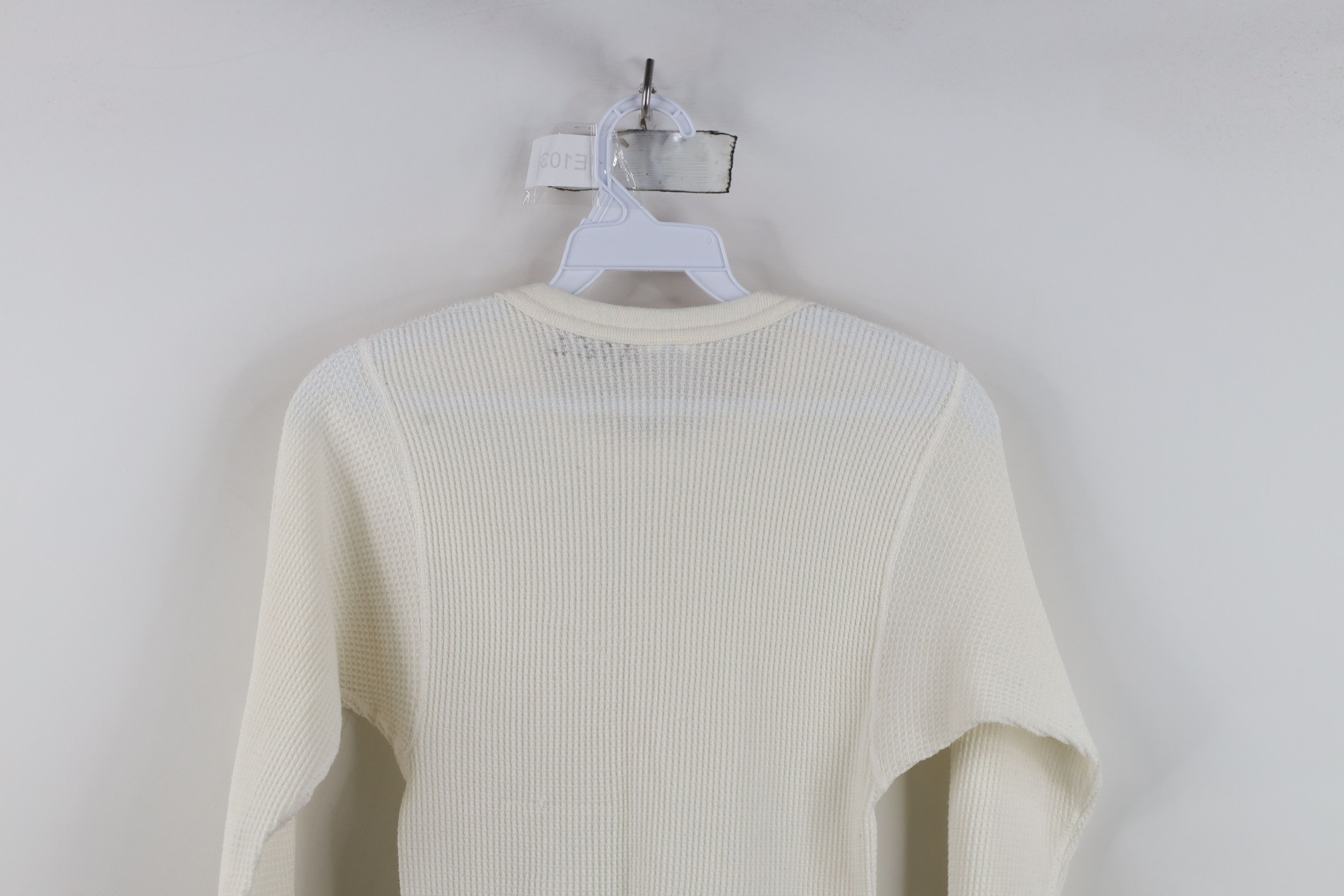 Vintage Vintage 90s Streetwear Thermal Waffle Knit T-Shirt Cream USA Size L / US 10 / IT 46 - 12 Thumbnail