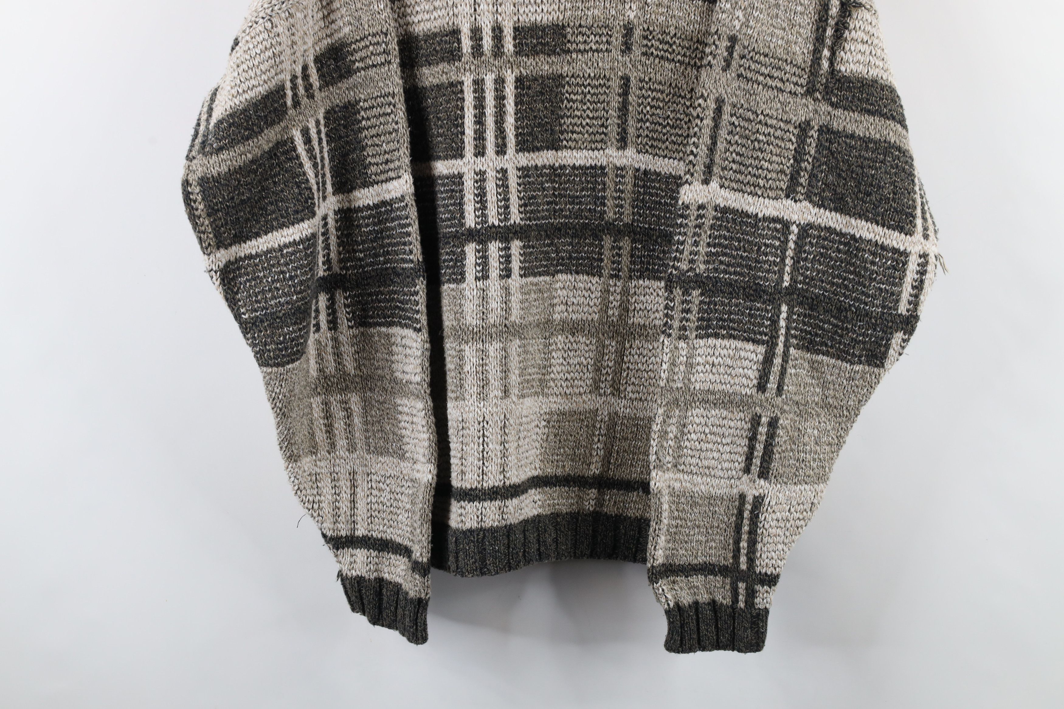 Vintage Vintage 90s Streetwear Earth Tone Chunky Knit Sweater Plaid Size US XXL / EU 58 / 5 - 3 Thumbnail