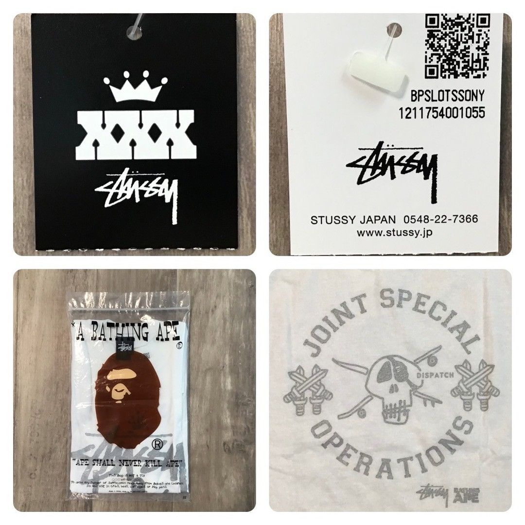 Bape × Stussy BAPE × STUSSY Silver Glitter SKULL LOGO T-shirt APE NIGO Size US L / EU 52-54 / 3 - 9 Thumbnail