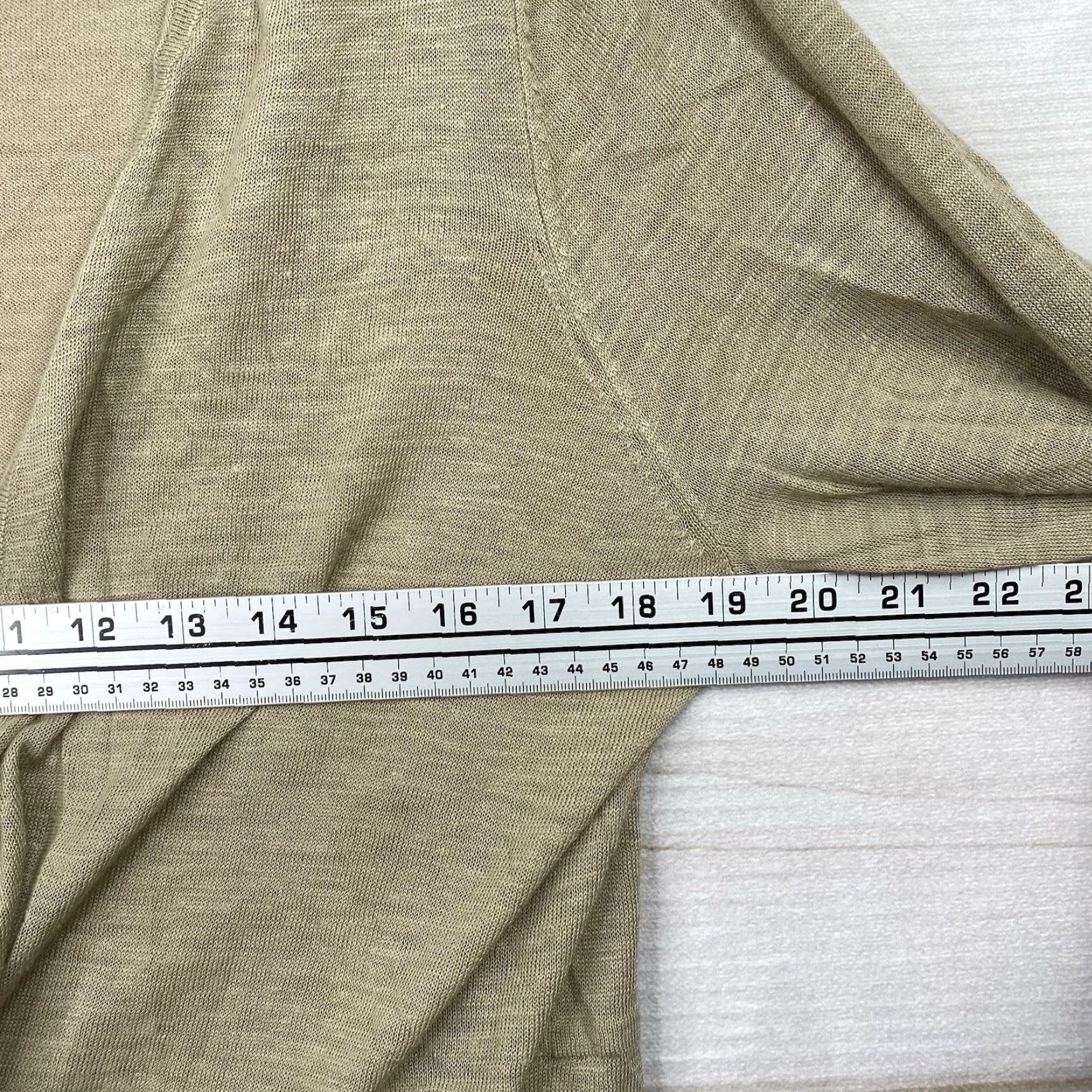 Vintage Catherines Cardigan Open 0X Tan Linen Blend Topper Lightweight 3/4 Sleeve Knit Casual Bohemian V-Neck Relaxed Plus Jacket Womens Size XL / US 12-14 / IT 48-50 - 4 Thumbnail