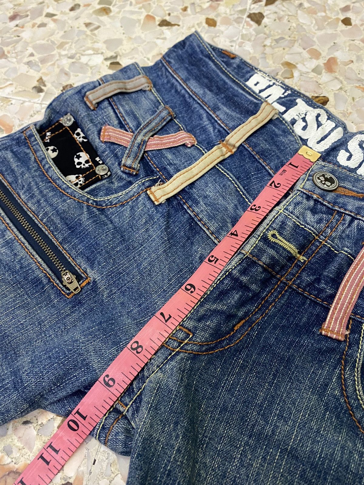 Hysteric Glamour 💥 Double Waist Ba-tsu Studio Skull Denim Size US 28 / EU 44 - 8 Thumbnail