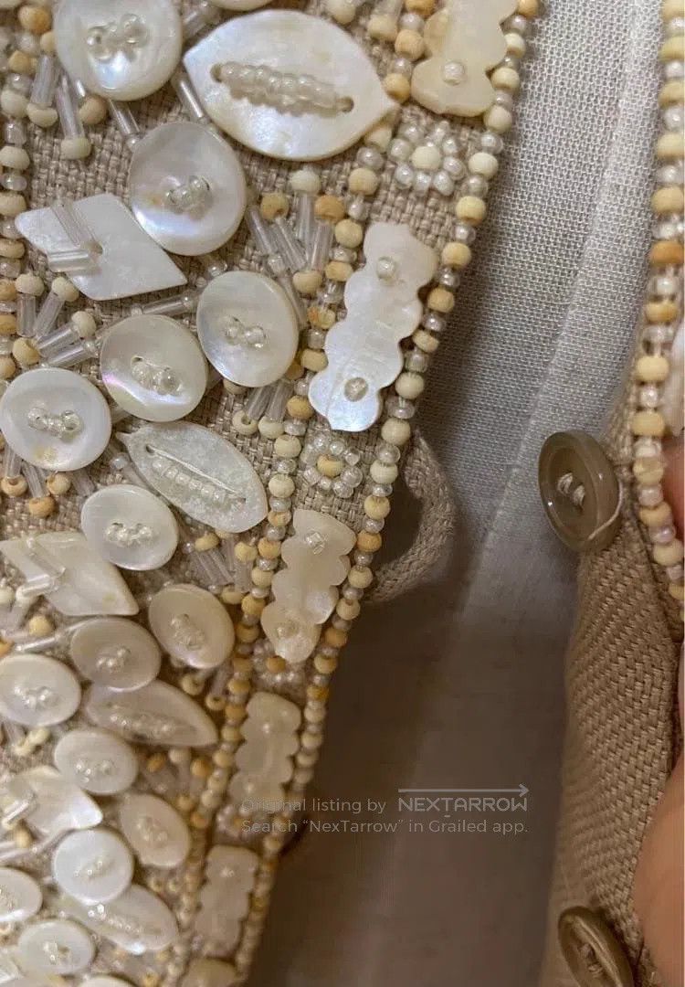 Valentino Valentino Heavy fritillaria nail bead linen coat Size S / US 4 / IT 40 - 7 Thumbnail