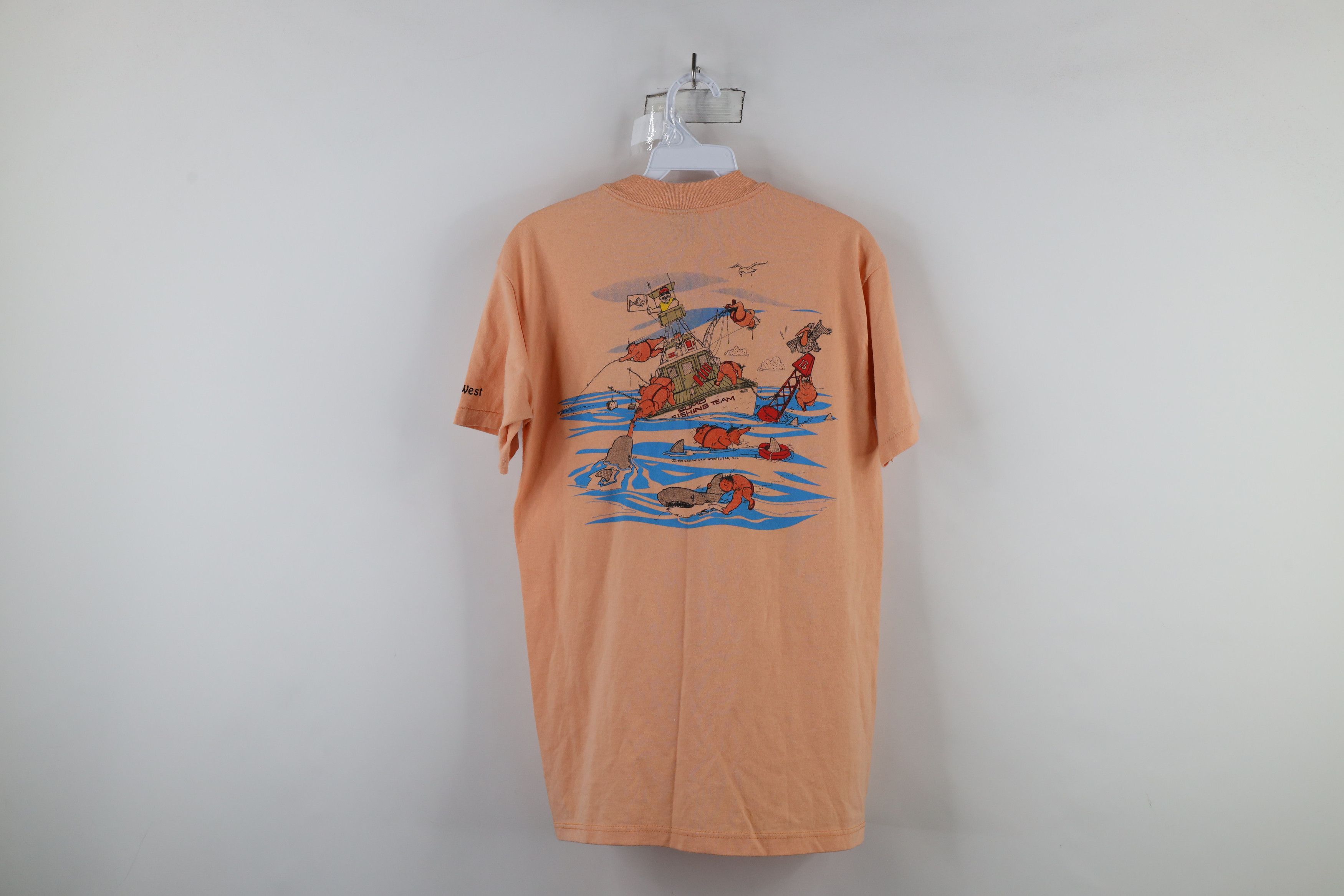 Vintage Vintage 80s Funny Comic Sumo Fishing Team T-Shirt Pink USA Size US M / EU 48-50 / 2 - 13 Thumbnail