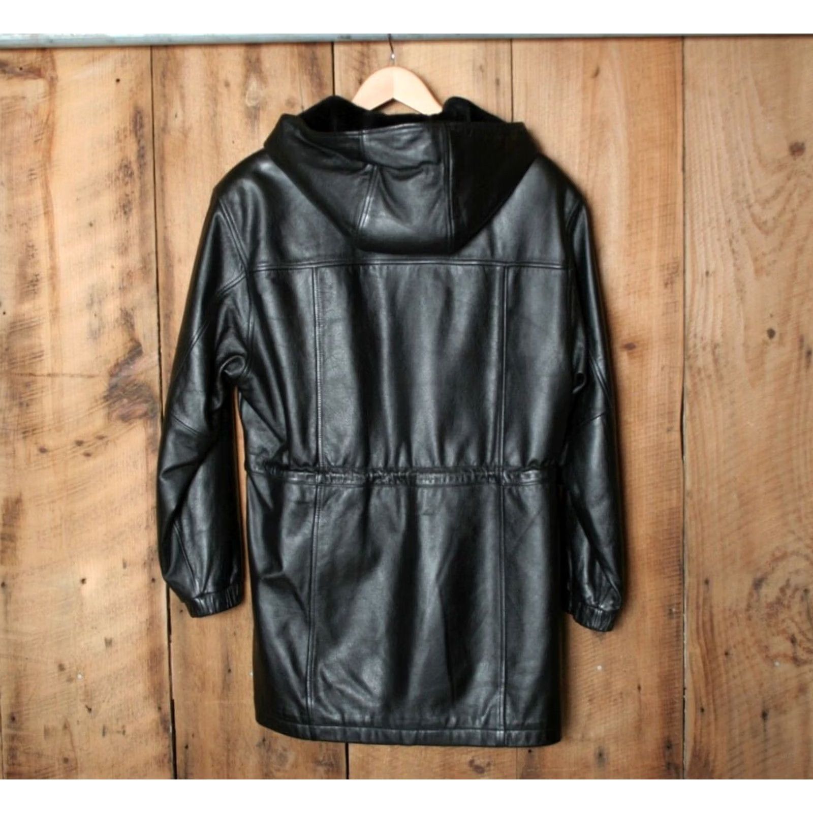 Vintage VINTAGE Wilsons Leather Black Parka Hooded Quilt Lined Faux Fur Leather Jacket Womens M Size Size M / US 6-8 / IT 42-44 - 7 Thumbnail