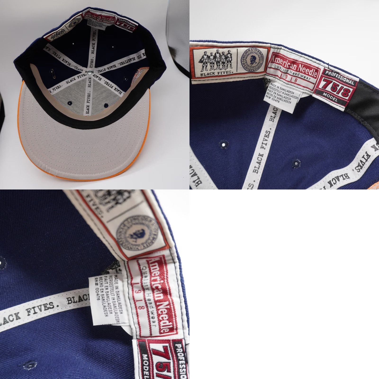 American Needle American Needle Lincoln University Hat Mens 7 5/8 Blue Orange Black Fives Fitted Size ONE SIZE - 8 Thumbnail