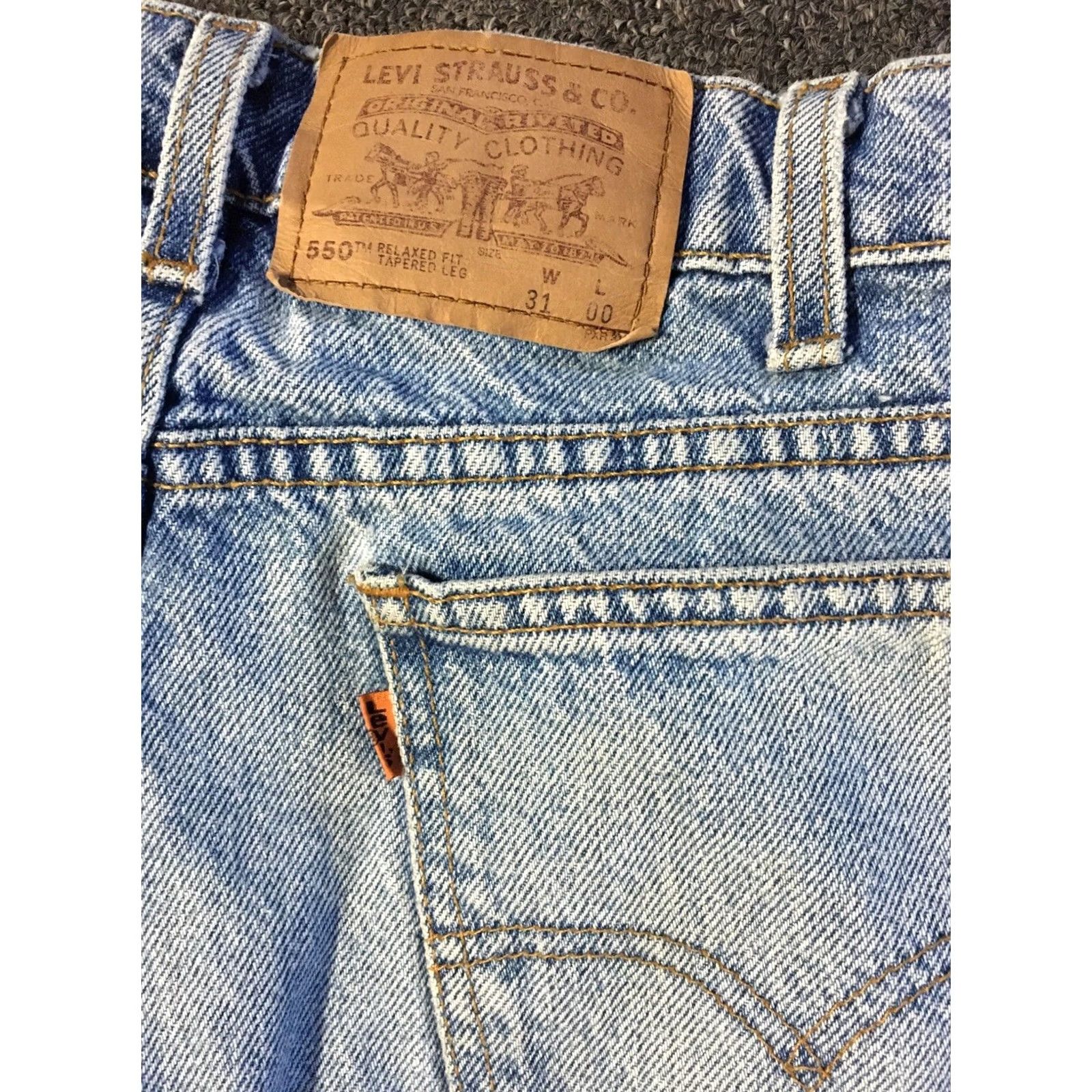 Levi's VINTAGE Levi’s 550 Jeans Orange Tab Husky 30/27 Distressed 80s 90s Grunge Biker Denim Blue Men Regular Knit Size US 30 / EU 46 - 3 Thumbnail
