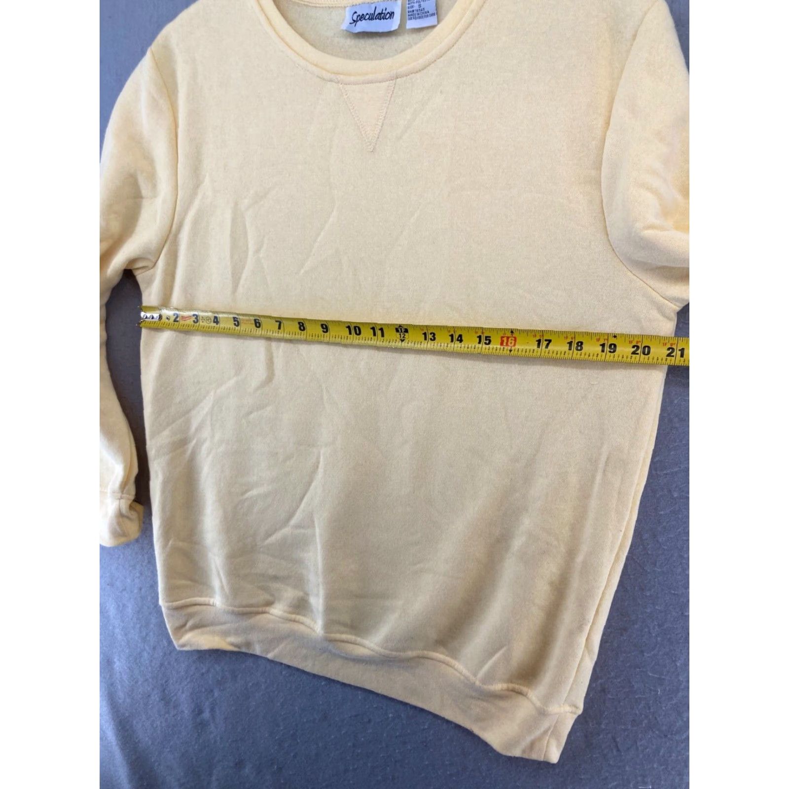 Vintage VINTAGE Speculation Womens Sweatshirt S Yellow Solid 90s Retro Pullover Size S / US 4 / IT 40 - 2 Thumbnail