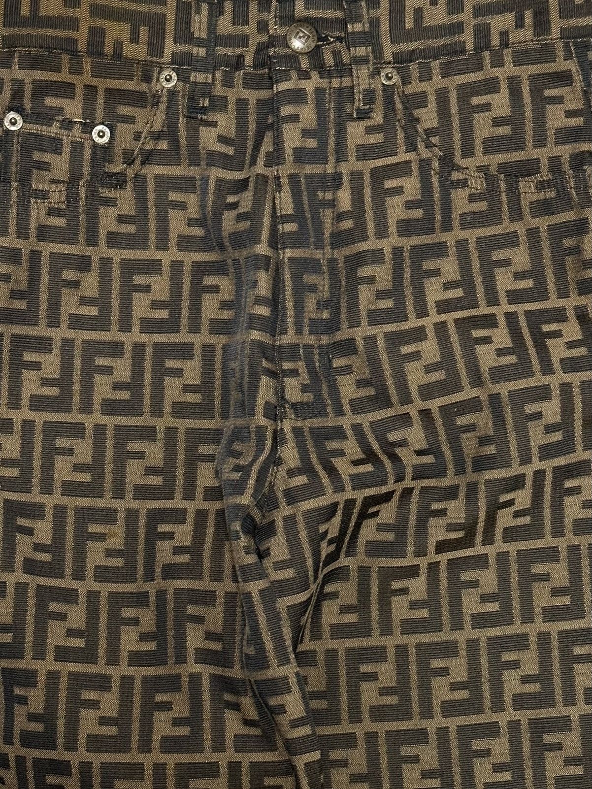 Fendi FENDI Vintage FF Zucca Monogram High Rise Straight Leg Pants Size 27" / US 4 / IT 40 - 4 Thumbnail