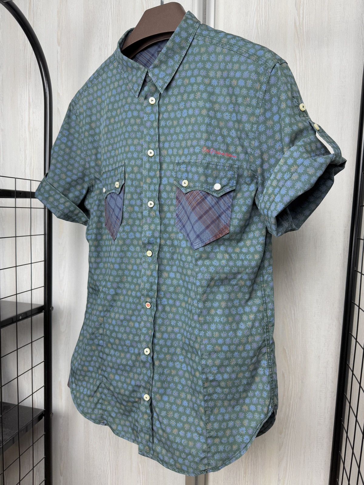 Dolce & Gabbana Dolce Gabbana D&G SS Shirt Dark Green Blue Floral Cotton 54 Size US L / EU 52-54 / 3 - 6 Thumbnail