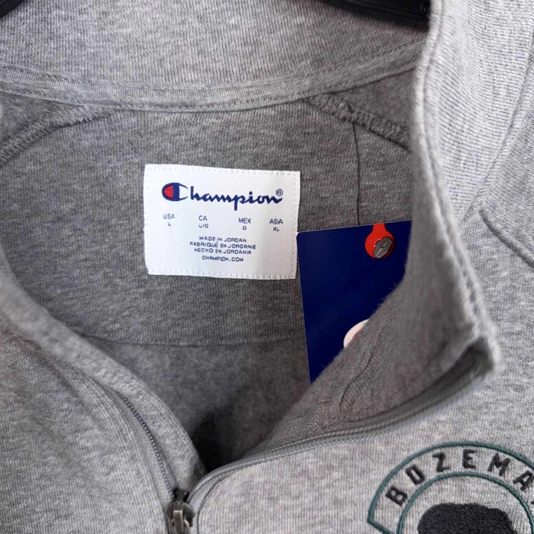 Champion Champion Mens Gray 1/4 Zip Sweatshirt Bozeman Montana Fleece Pullover L Large NWT Size US L / EU 52-54 / 3 - 7 Thumbnail