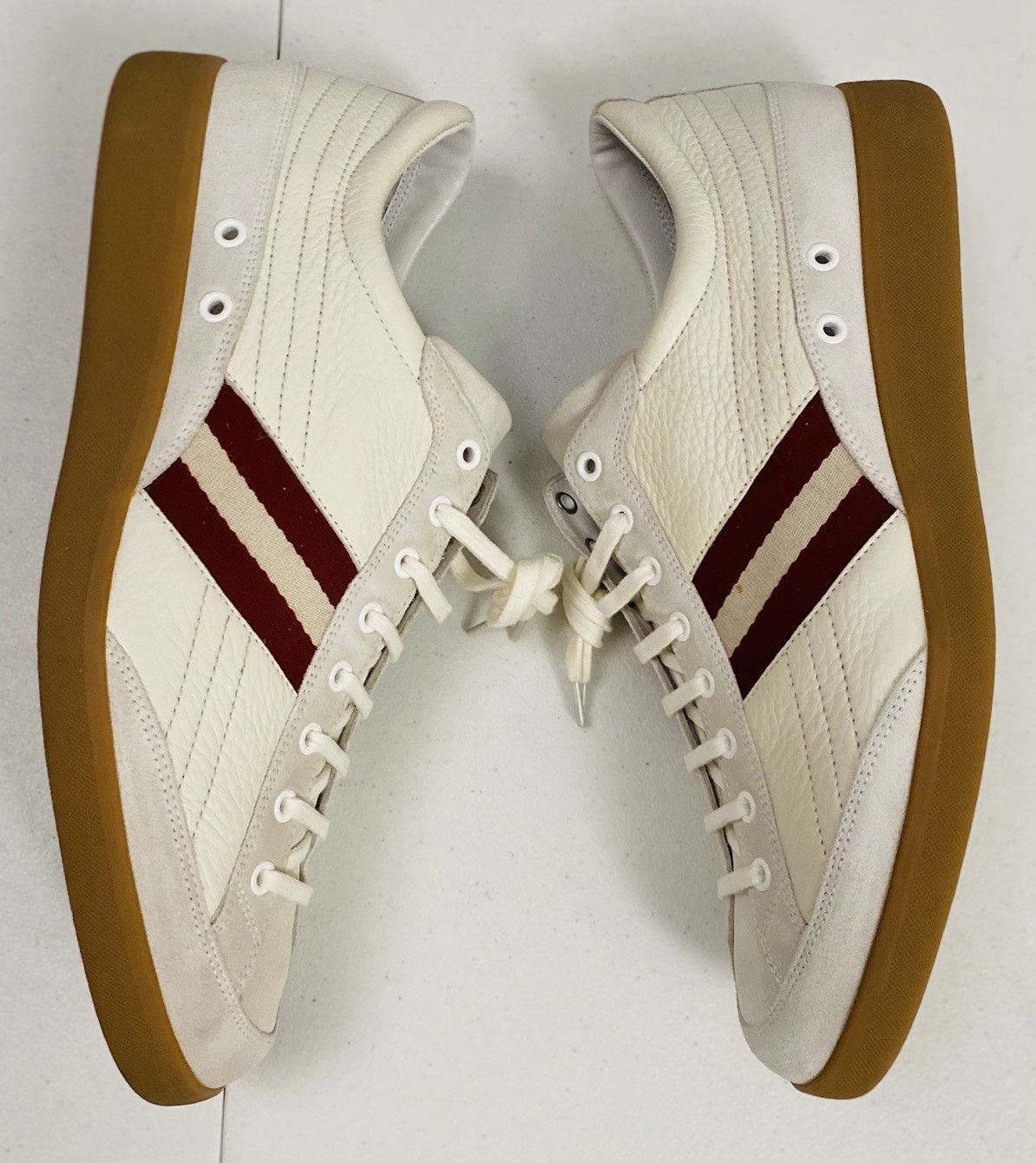 Bally Bally White/Cement Leather/Suede Stripe Nate Sneaker 12 NIB Size US 12 / EU 45 - 5 Thumbnail
